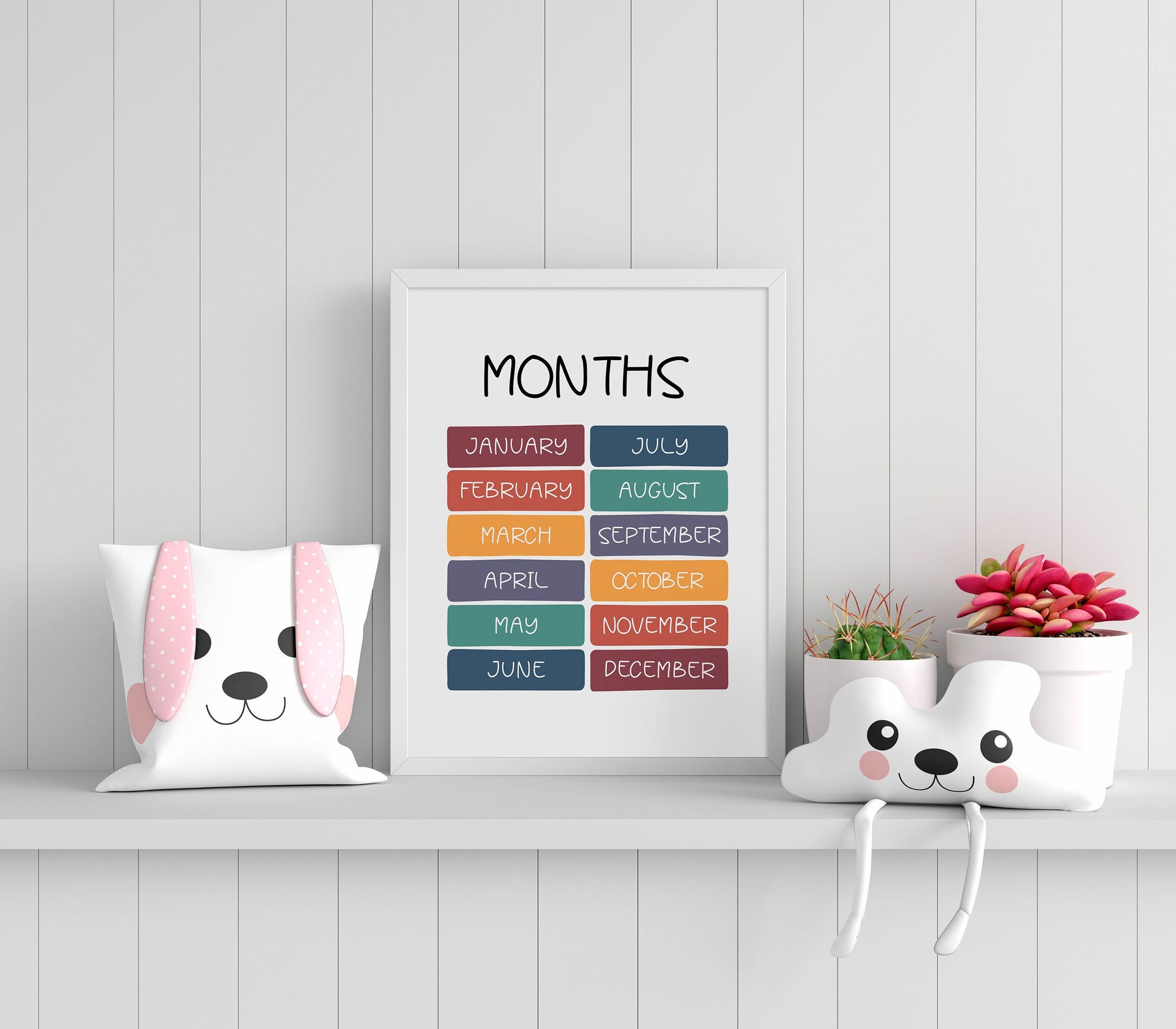 Months of the Year Print, Montessori Education Poster, Nursery Wall Art, Kids learning, Homeschool Resource, Learning, Children's Print