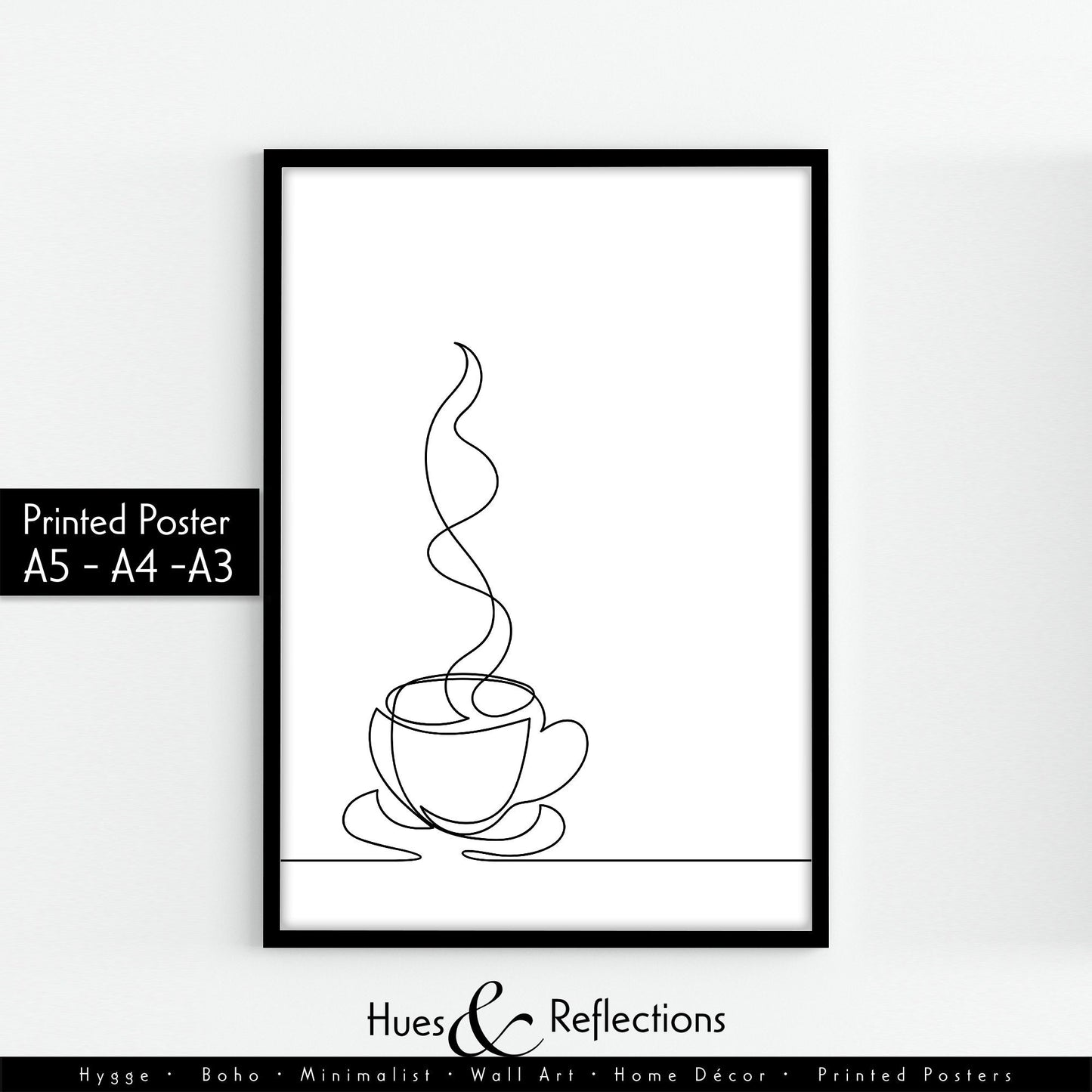 Coffee Line Drawing, Kitchen Art, Coffee Tea Wall Decor, Minimalistic Prints, Wall Art, Home Decor, Line Art, Cup of Coffee Line Art Poster