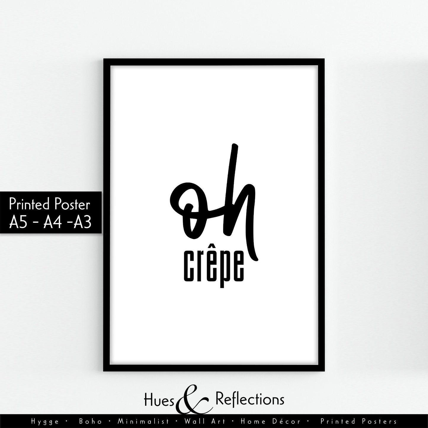 Oh Crepe Print, Wall Art Print, Typography Print, Kitchen Wall Art, French Decor, Quirky Home Decor, Black and White Print