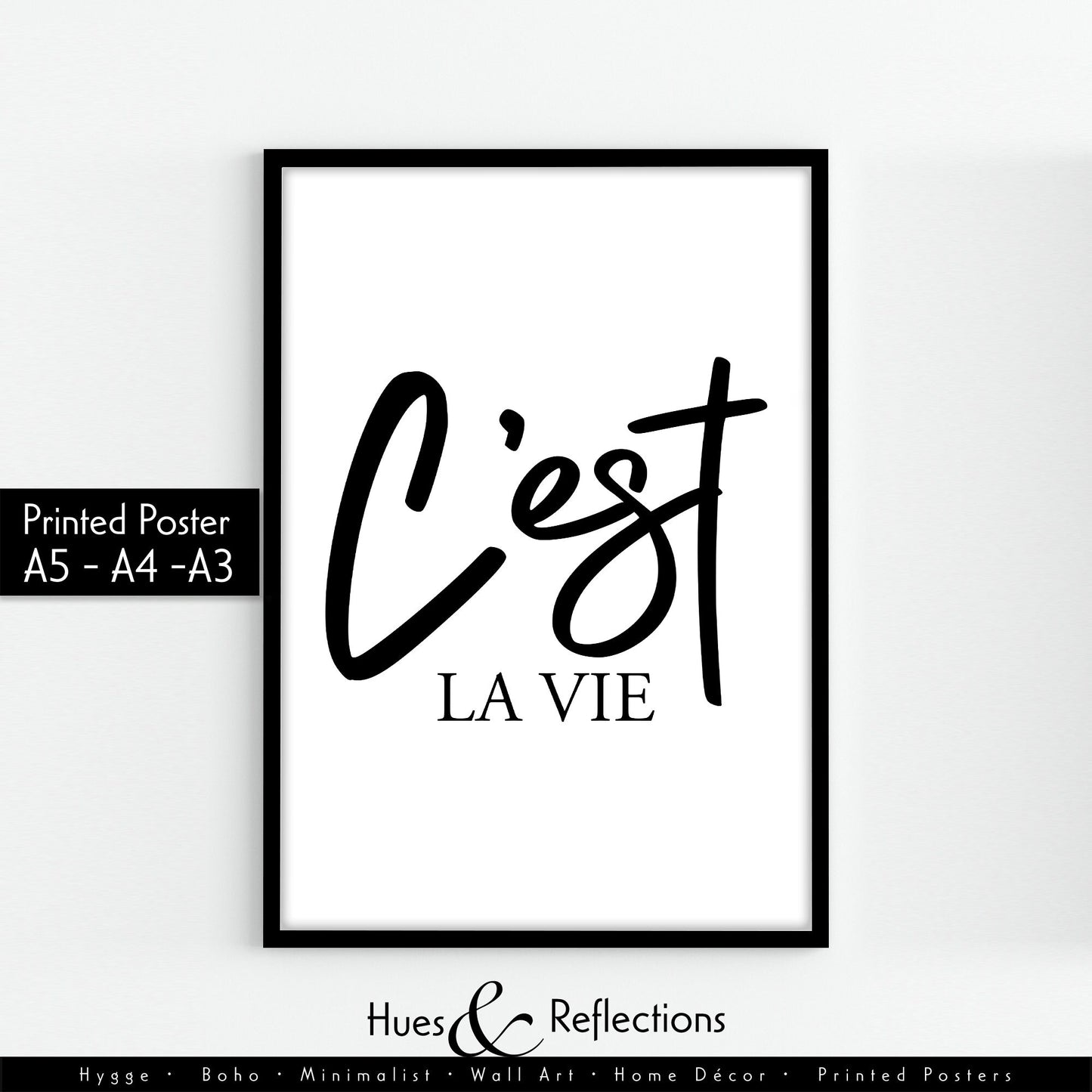 C'est La Vie Print, Cute Home Decor, Inspirational Wall Art, French Decor, Gift for Her, Quote Print, French Phrase, It's Life Quote Print