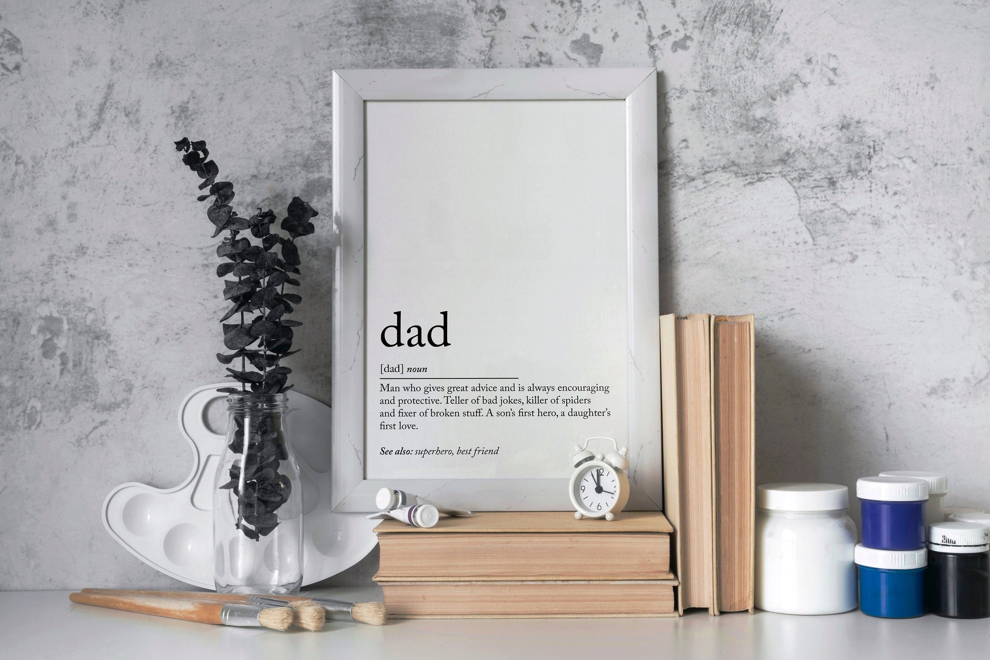 Dad Definition poster, father&#39;s day gift idea, best dad gift, dad superhero, dad best friend, dad bad jokes poster, Man who gives great advice and is always encouraging and protective. A son’s first hero, a daughter’s first love.