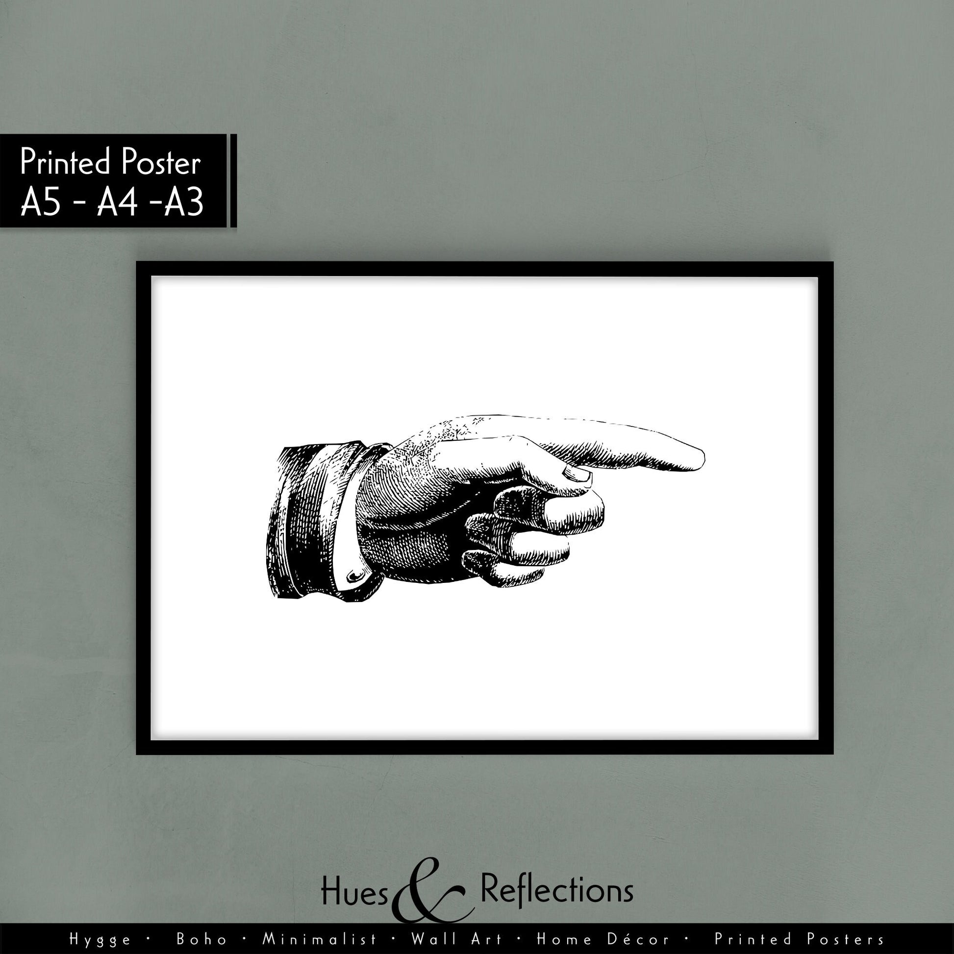 Victorian style retro hand drawing with pointed finger, finger pointing poster, directional poster,  left, right, up or down, gestures sings, hand, finger, black and white graphic, body part, directional poster, washroom direction, toilet direction