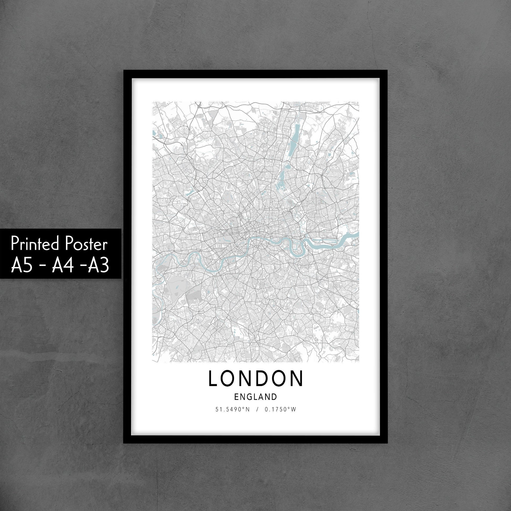 Custom Travel Map Poster, London City Map Print, Minimalist Black and White Wall Art, England, United Kingdom, Home Map Poster, Map Poster, City map print London City Map Custom Map Print Custom City Print Old Style Map Poster Simple Map of London