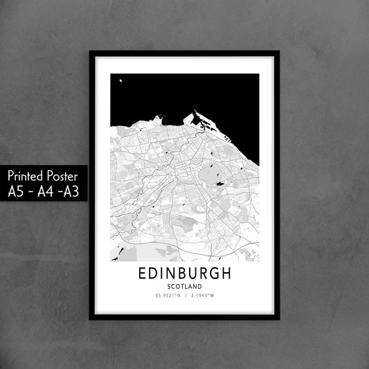 Map of Edinburgh City poster, Custom Travel Map Poster, Minimalist, Scandinavian Nordic, boho, Black White Wall Art, Scotland, Auld Reekie, Simple City Map, Wall Decor modern map black Monochromatic Map Edinburgh Travel Art Scotland Map City Map