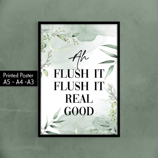 Ah Flush It Flush It Real Good Print, Bathroom Decor Home Living Minimalist Funny Toilet Humorous Wall Decor Print High Quality Wall Posters