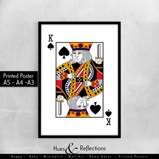 King of Spades Playing Card Wall Décor, Poker Playing Cards Print, Spades Card Deck Print, His Side Bedroom Wall Art, Playing Card Art Print