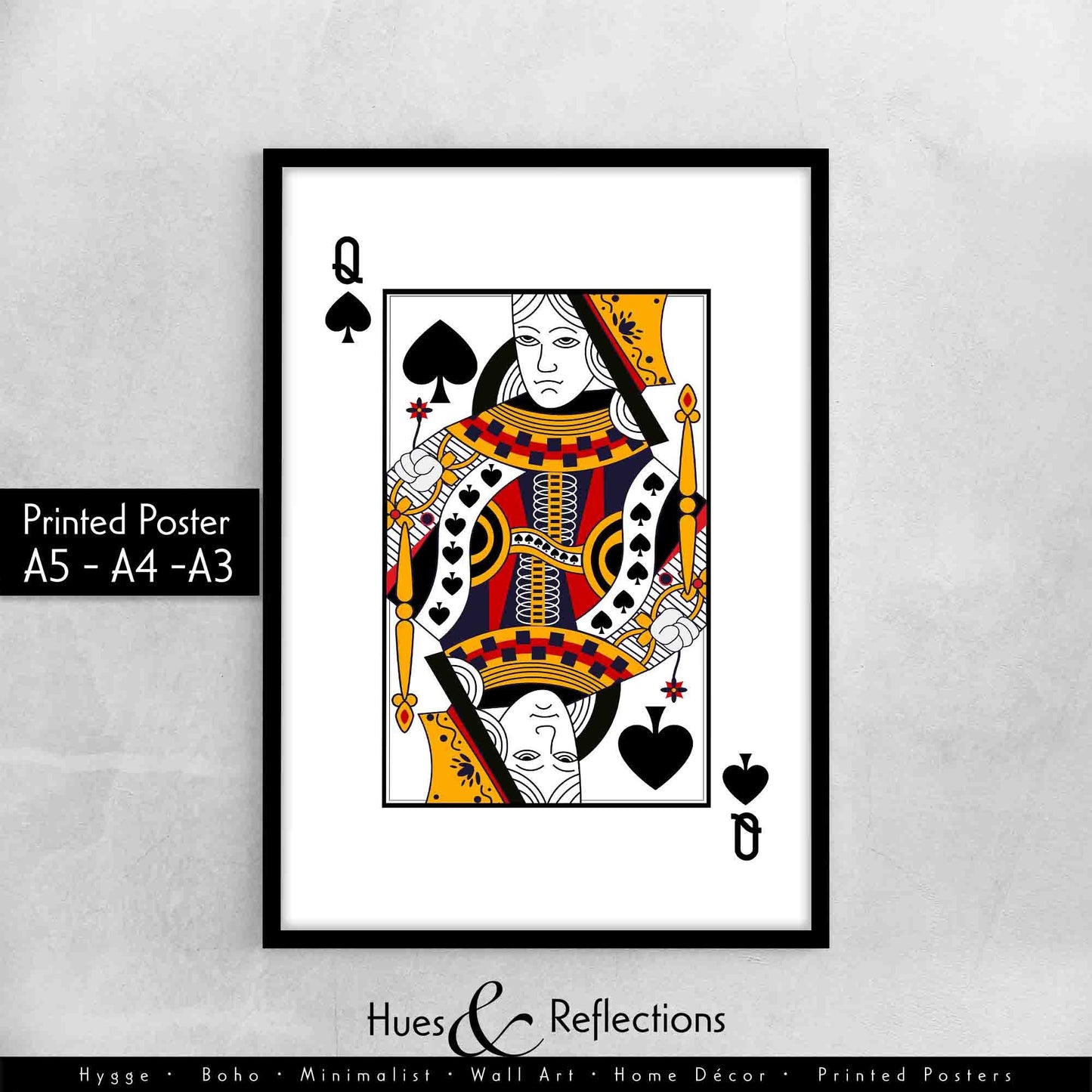 Queens of Playing Card Wall Décor, Poker Players Gift, Black Jack Card Deck Print, His Side Her Side Bedroom Wall Art, Playing Card Print