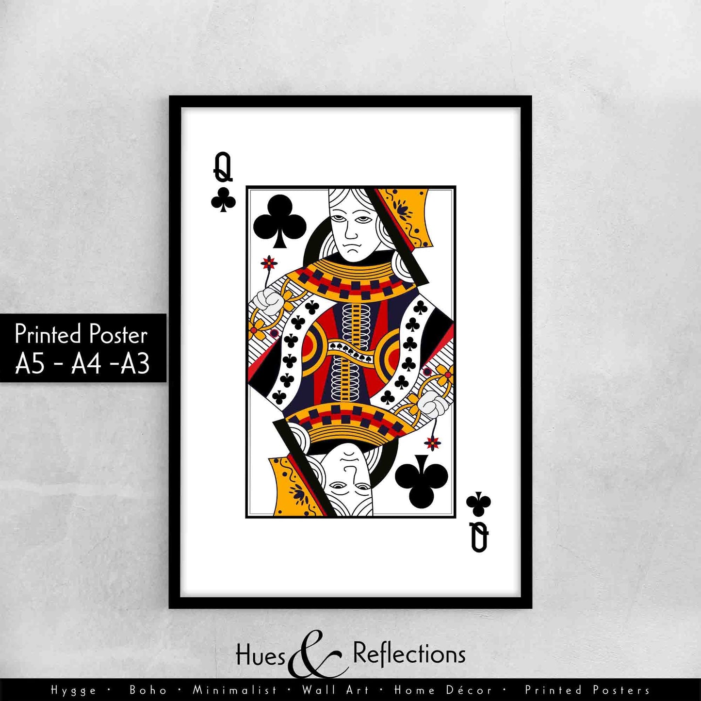 Queens of Playing Card Wall Décor, Poker Players Gift, Black Jack Card Deck Print, His Side Her Side Bedroom Wall Art, Playing Card Print