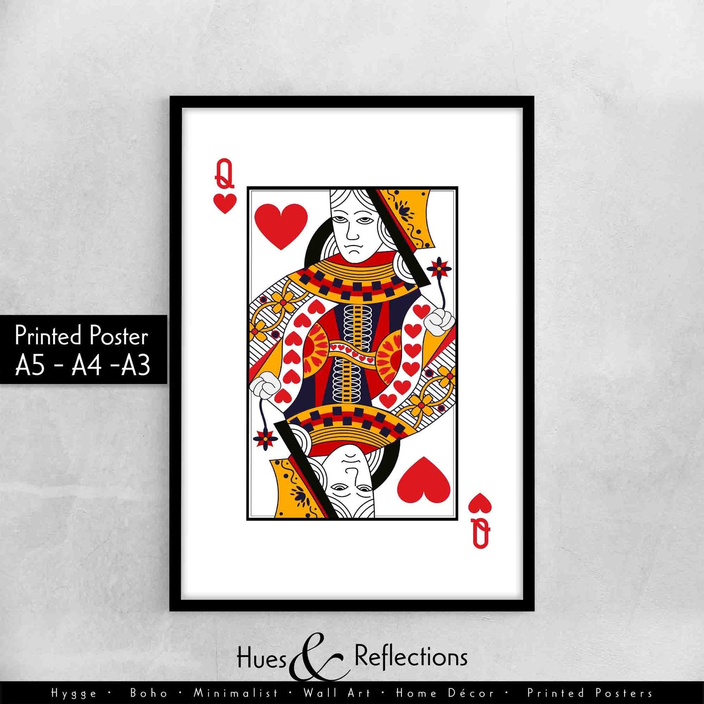 Queens of Playing Card Wall Décor, Poker Players Gift, Black Jack Card Deck Print, His Side Her Side Bedroom Wall Art, Playing Card Print