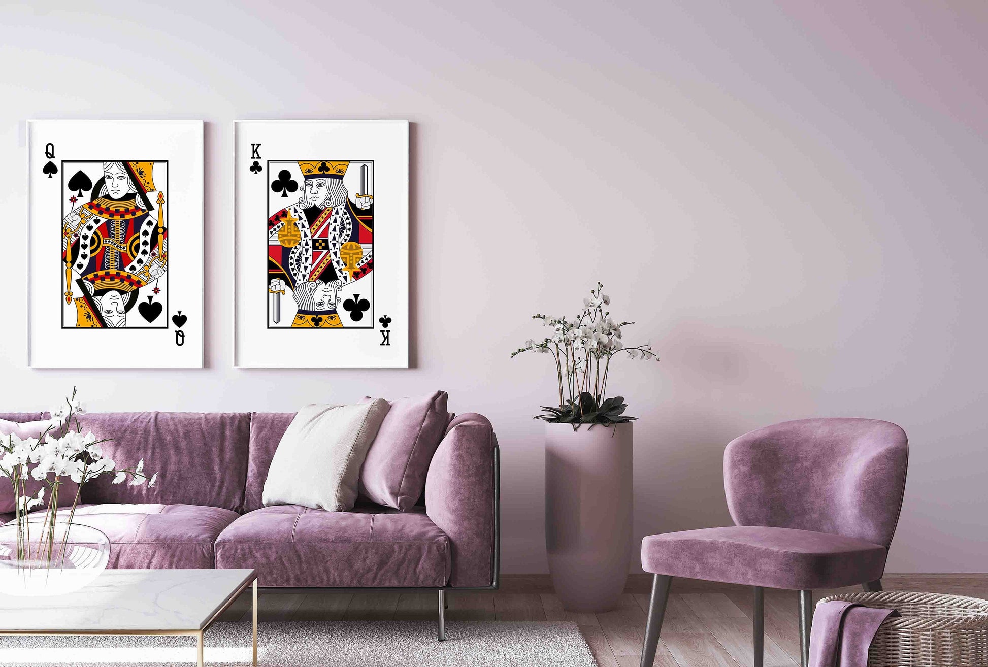 Queens of Playing Card Wall Décor, Poker Players Gift, Black Jack Card Deck Print, His Side Her Side Bedroom Wall Art, Playing Card Print