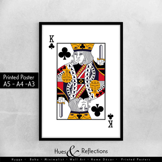 King of Clubs Playing Card Wall Décor, Poker Playing Cards Print, Clubs Card Deck Print, His Side Bedroom Wall Art, Playing Card Art Print