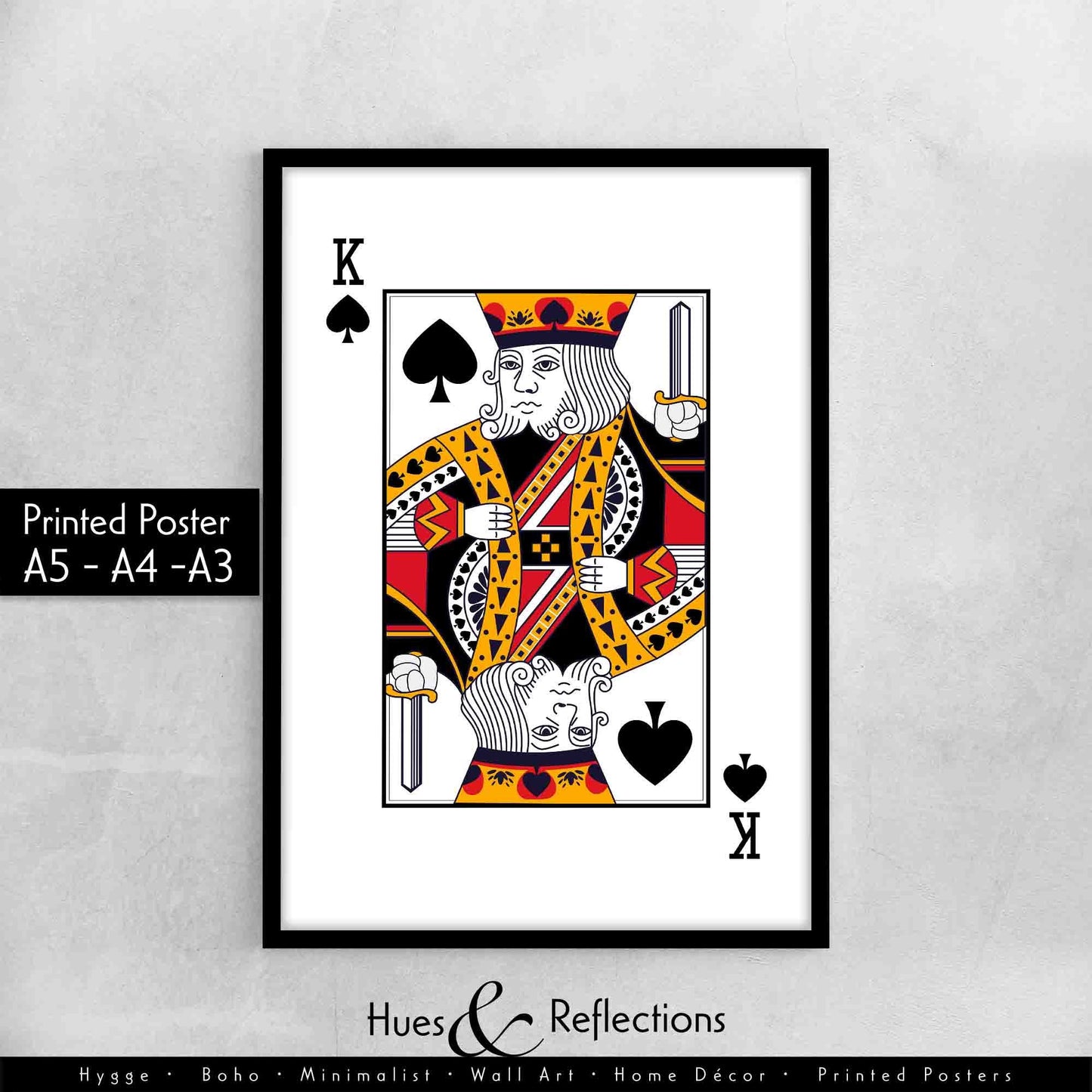 Kings of Playing Card Wall Décor, Poker Players Gift, Black Jack Card Deck Print, His Side Her Side Bedroom Wall Art, Playing Card Art Print