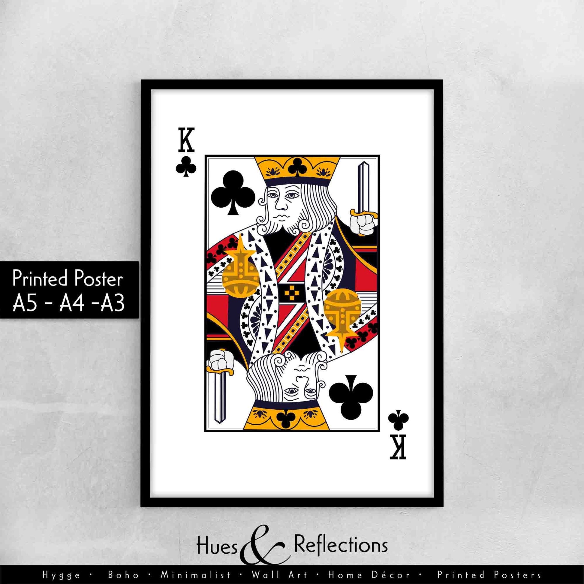 Kings of Playing Card Wall Décor, Poker Players Gift, Black Jack Card Deck Print, His Side Her Side Bedroom Wall Art, Playing Card Art Print