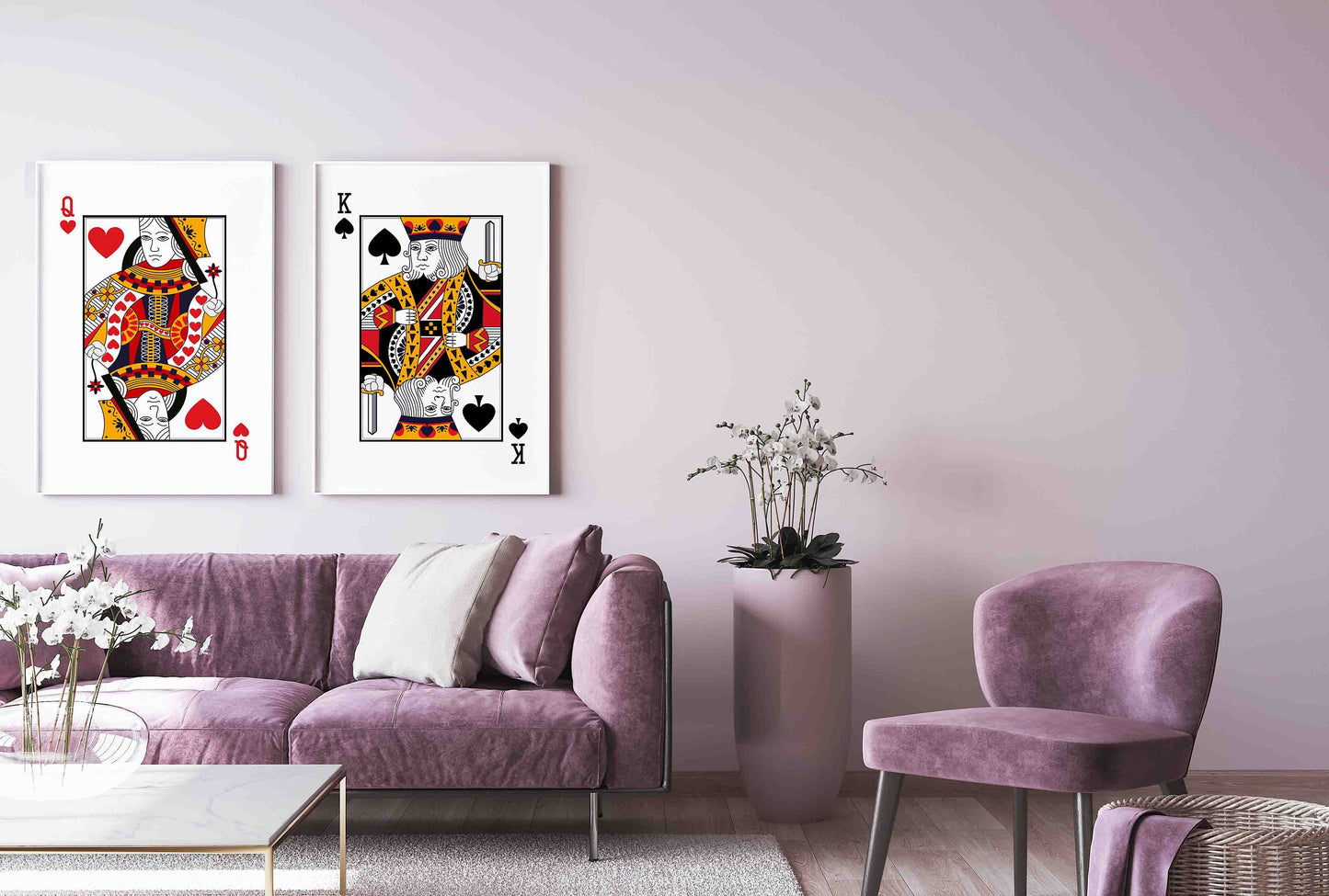 Kings of Playing Card Wall Décor, Poker Players Gift, Black Jack Card Deck Print, His Side Her Side Bedroom Wall Art, Playing Card Art Print