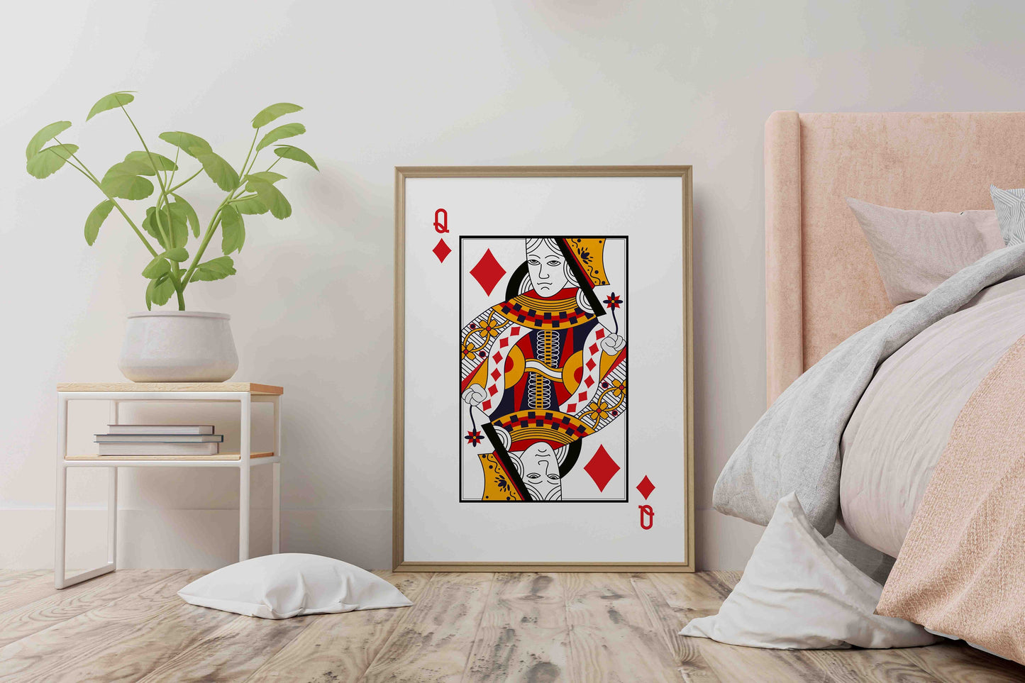 Queen of Diamonds Playing Card Wall Décor, Poker Players Gift, Diamonds Card Deck Print, His Side Bedroom Wall Art, Playing Card Art Print