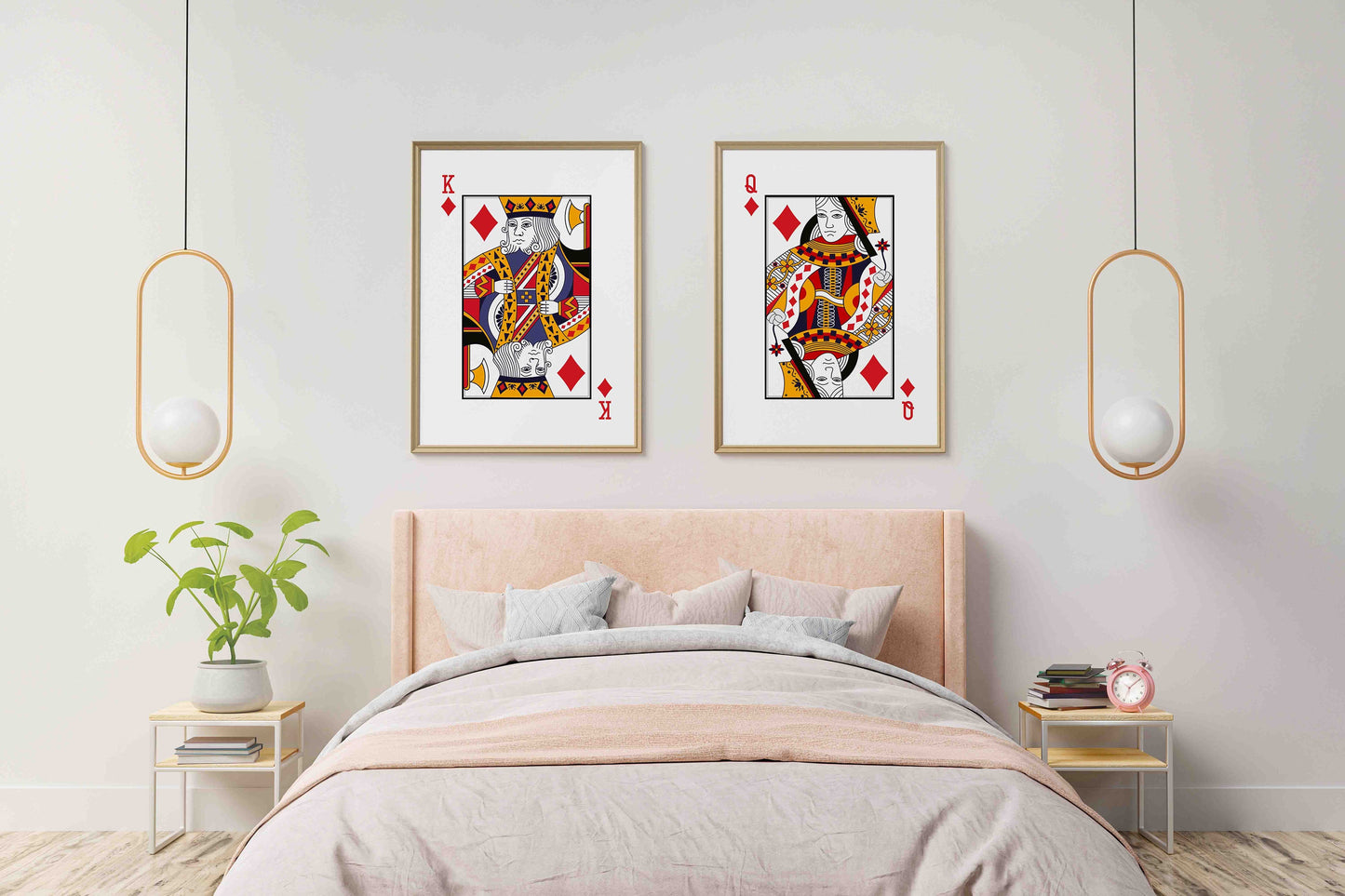 Queen of Diamonds Playing Card Wall Décor, Poker Players Gift, Diamonds Card Deck Print, His Side Bedroom Wall Art, Playing Card Art Print
