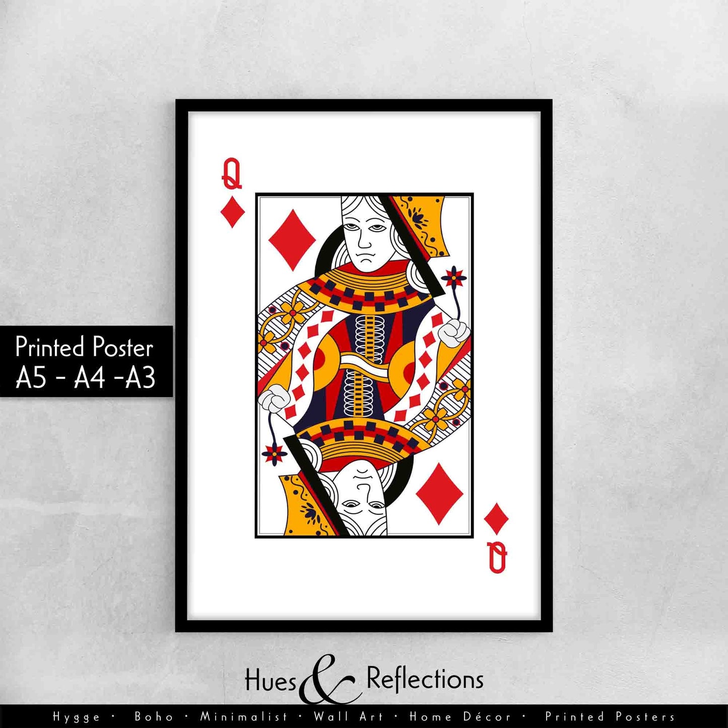 Queens of Playing Card Wall Décor, Poker Players Gift, Black Jack Card Deck Print, His Side Her Side Bedroom Wall Art, Playing Card Print