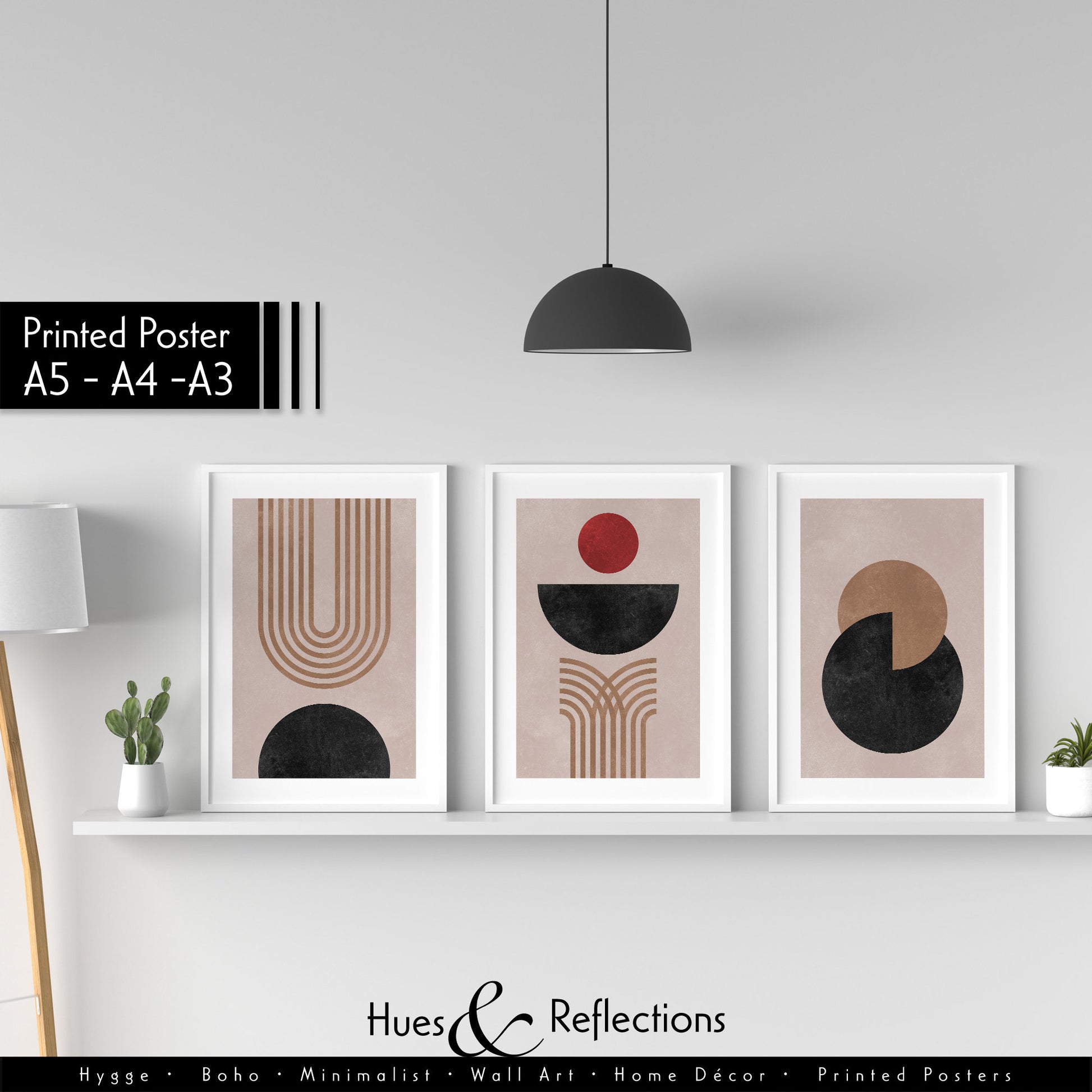 Set of 3 – Abstract Scandinavian style Modern Wall Art, Berlin Arches, Bohemian, Arches and Circles, Shapes and Colours Geometric Prints