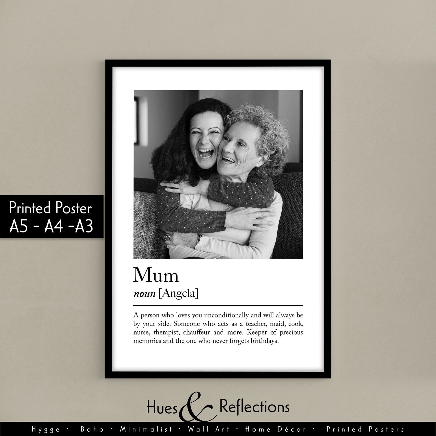 Personalised mum definition print - Custom gift with photo for mum friend, birthday gift, Christmas, Photo Gift, mum Quote