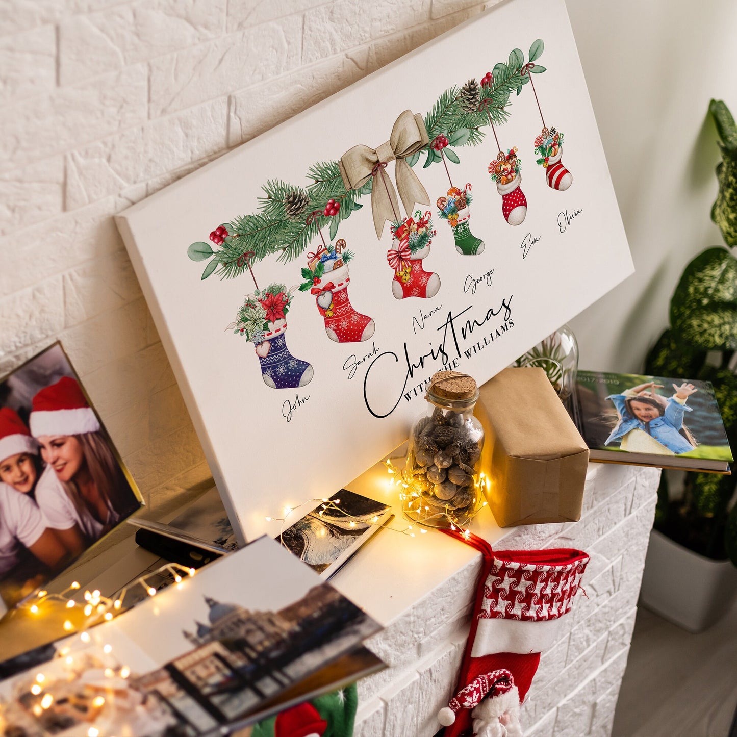 Personalised Christmas stocking print, Custom family gift for Christmas, Christmas wall decor print, Christmas stocking names, Family prints