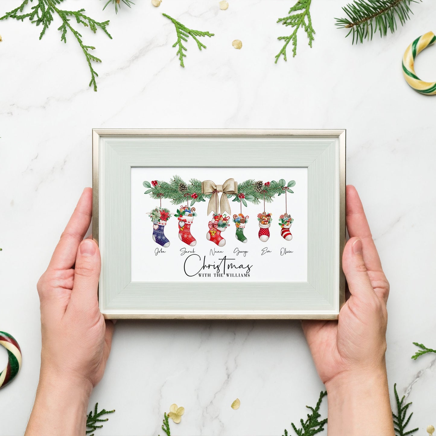 Personalised Christmas stocking print, Custom family gift for Christmas, Christmas wall decor print, Christmas stocking names, Family prints