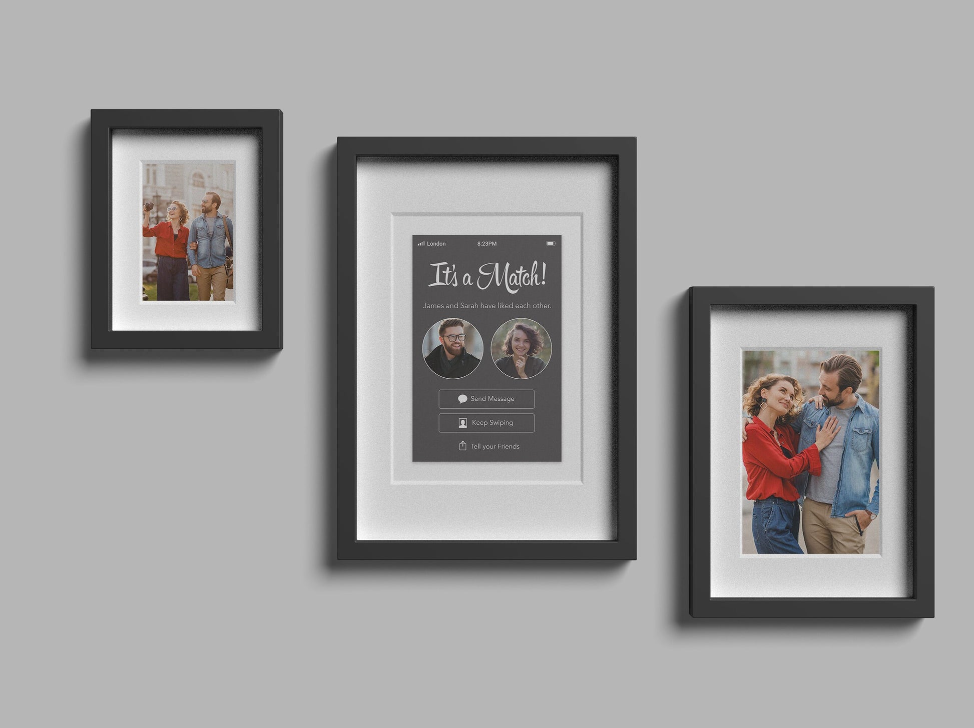 Personalised dating app match with photos print, ideal for couples who met online or through a dating app, couple gift, anniversary gift art, fiancé gift idea, online meeting gift, tinder meeting, first anniversary gift, engagement gift, Its a match