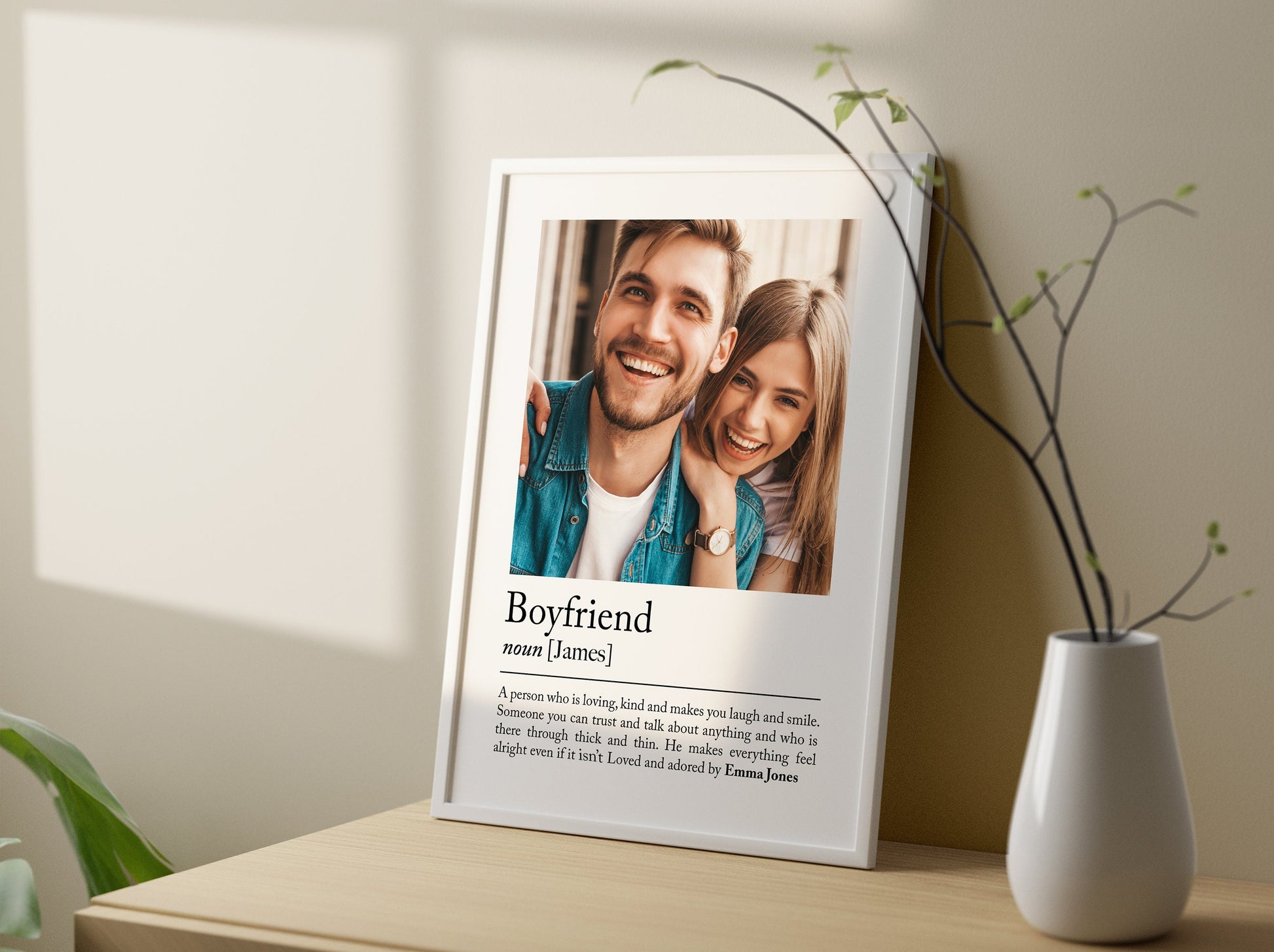 Personalise boyfriend definition print - Custom gift with photo for boy friend and partners, birthday gift, Christmas, Photo Gift, Boyfriend Quote