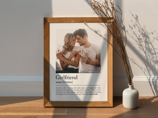 Personalise girlfriend definition print - Custom gift with photo for girl friend and partners, birthday gift, Christmas, Photo Gift, Girlfriend Quote, Fiancée gift