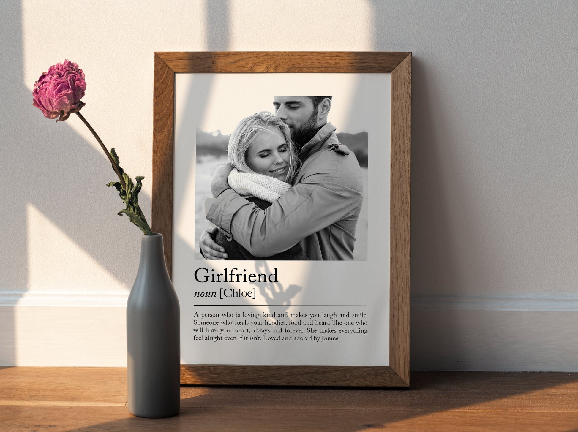 Personalise girlfriend definition print - Custom gift with photo for girl friend and partners, birthday gift, Christmas, Photo Gift, Girlfriend Quote, Fiancée gift