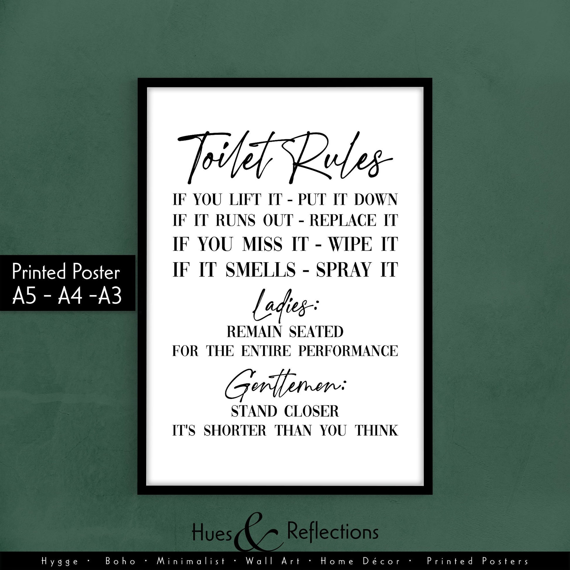 Toilet Rules Print, 4 Designs To Choose From, Bathroom Decor Home Living Minimalist Funny Bathroom Print Toilet Wall Art Quality Wall Poster