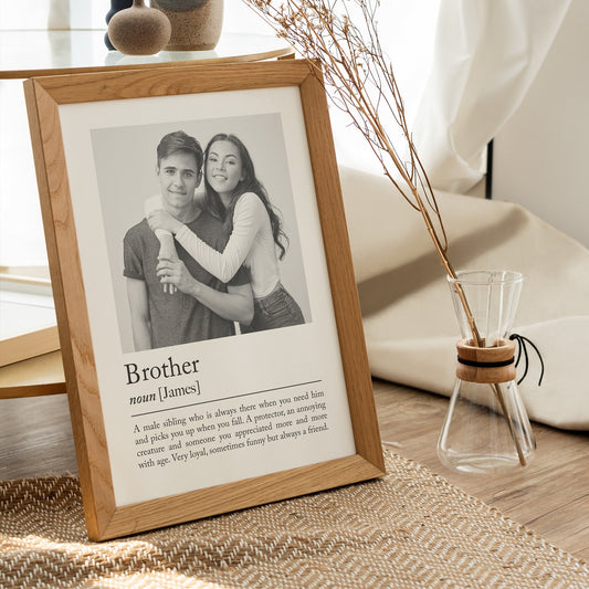 Personalised brother definition print - Custom gift with photo for sibling, birthday gift, Christmas, Photo Gift, big brother Quote