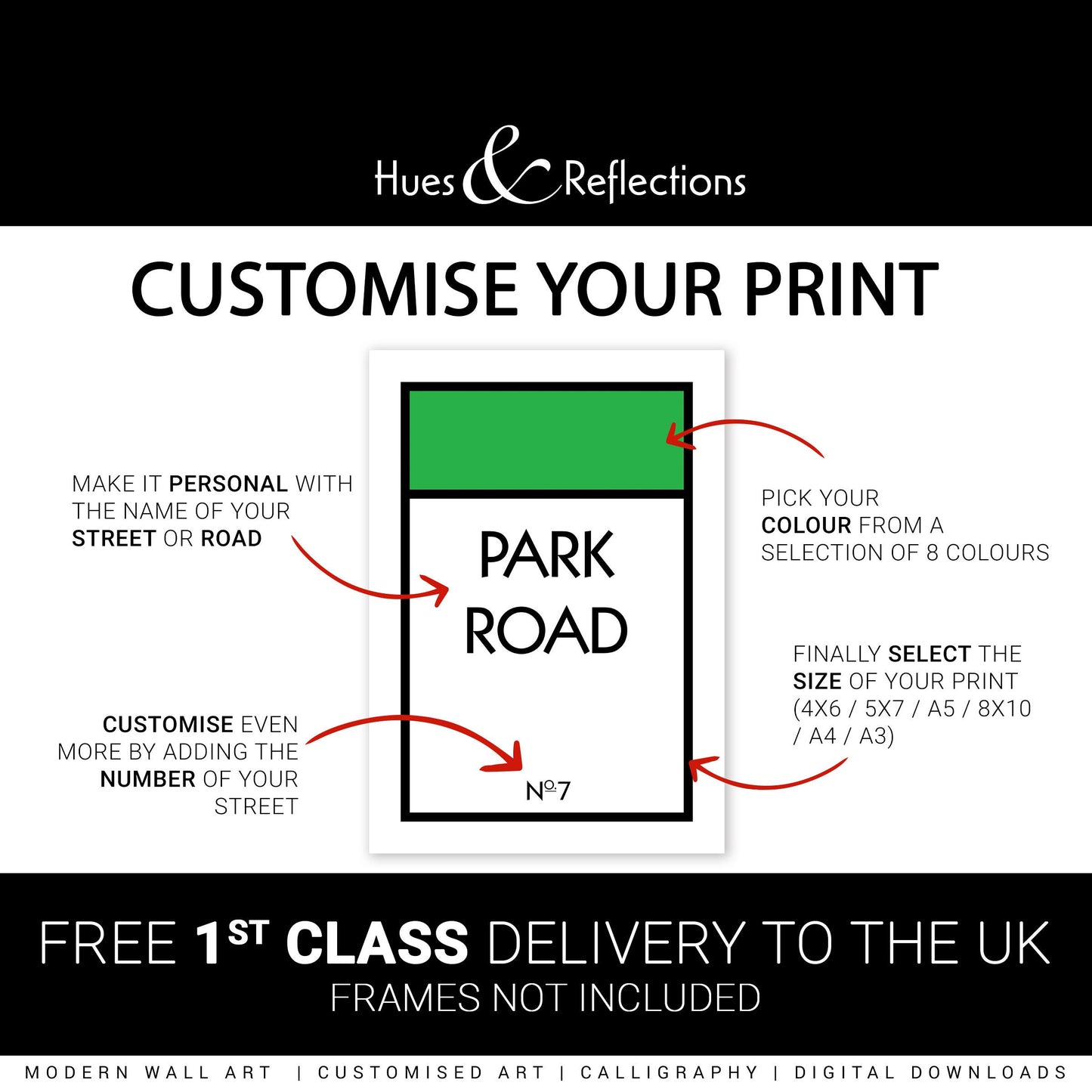 Personalised Monopoly Street Name Print - Road name and house number, New home gift, Housewarming present, Vintage board game wall art print