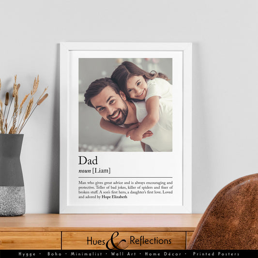 Personalised dad definition print - Custom gift with photo for daddy, fathers day present, birthday gift, new dad, photo gift, dad quote