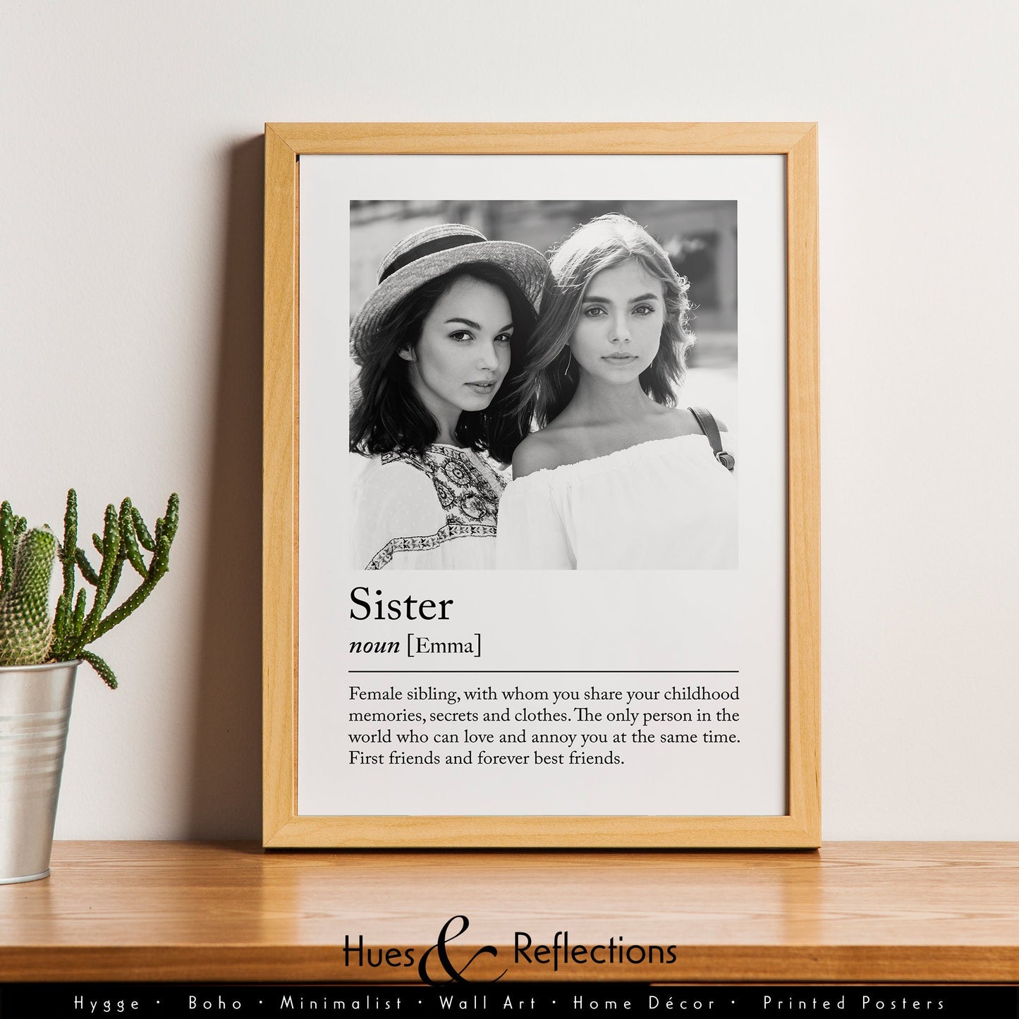 Sister definition with photo print, Special sister&#39;s birthday present, Personalised soul sister Print, Printable photo gift for friend like a sister, Soul sister gift ideas, Best friend gift, Gift for her Birthday.