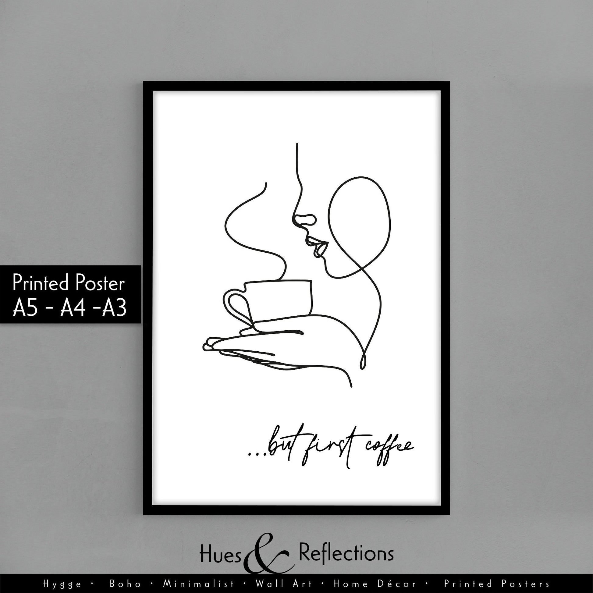 But first coffee, Kitchen wall decor, Coffee print, Prints for Kitchen, Minimalist line art, Gift for coffee lovers, Dinning room wall frame