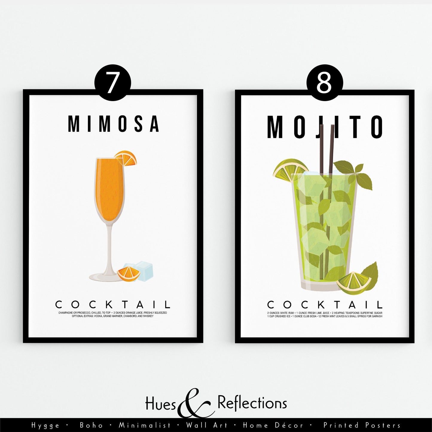 Classic Cocktail Print, Margarita Print, Mojito Recipe, Gin and Tonic Drink Poster, Kitchen Prints, Bar Decor, Colourful Print, Gallery Wall, cocktail print, cocktail poster, cocktail glasses, cocktail sign, cocktail kit, cocktail recipe