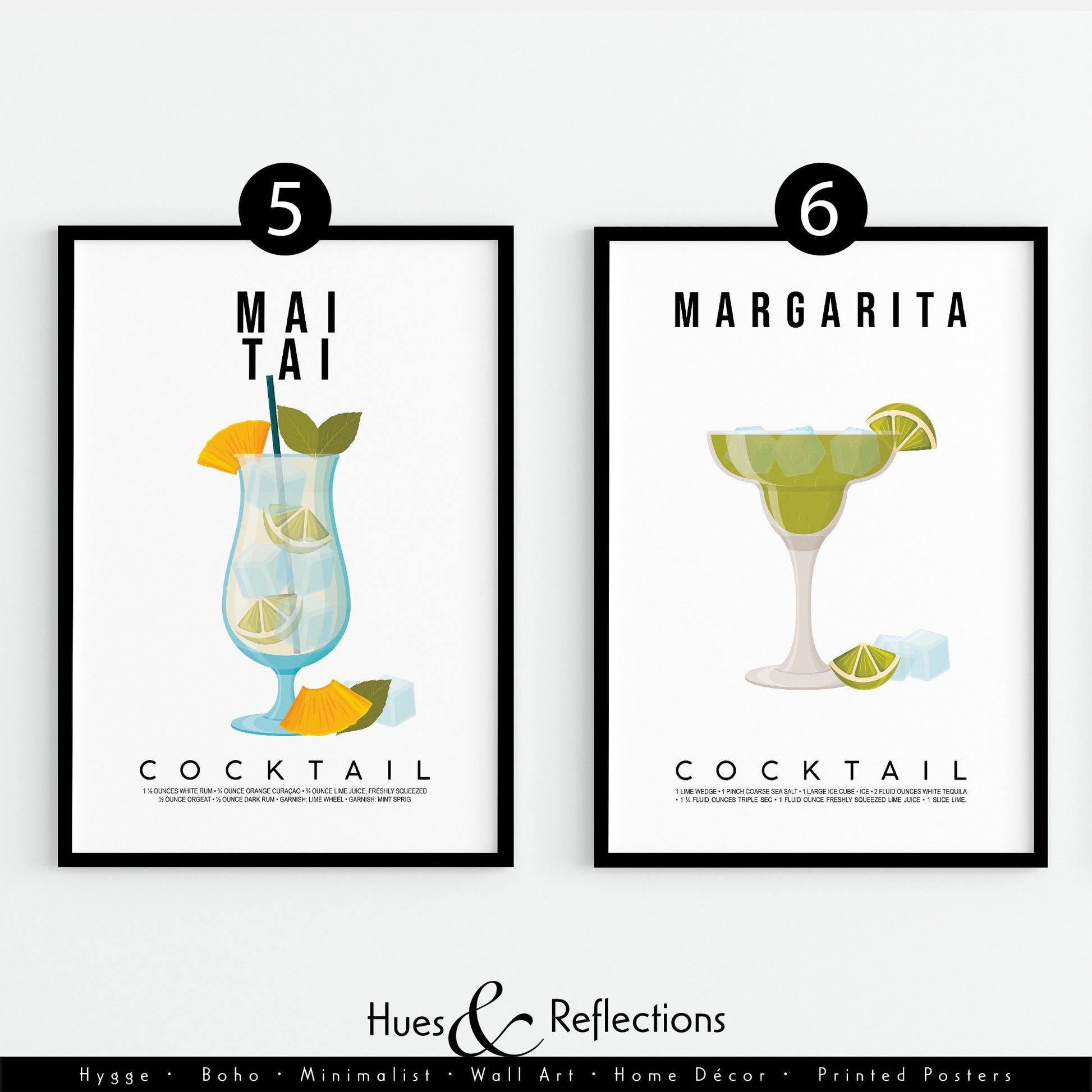 Classic Cocktail Print, Margarita Print, Mojito Recipe, Gin and Tonic Drink Poster, Kitchen Prints, Bar Decor, Colourful Print, Gallery Wall, cocktail print, cocktail poster, cocktail glasses, cocktail sign, cocktail kit, cocktail recipe