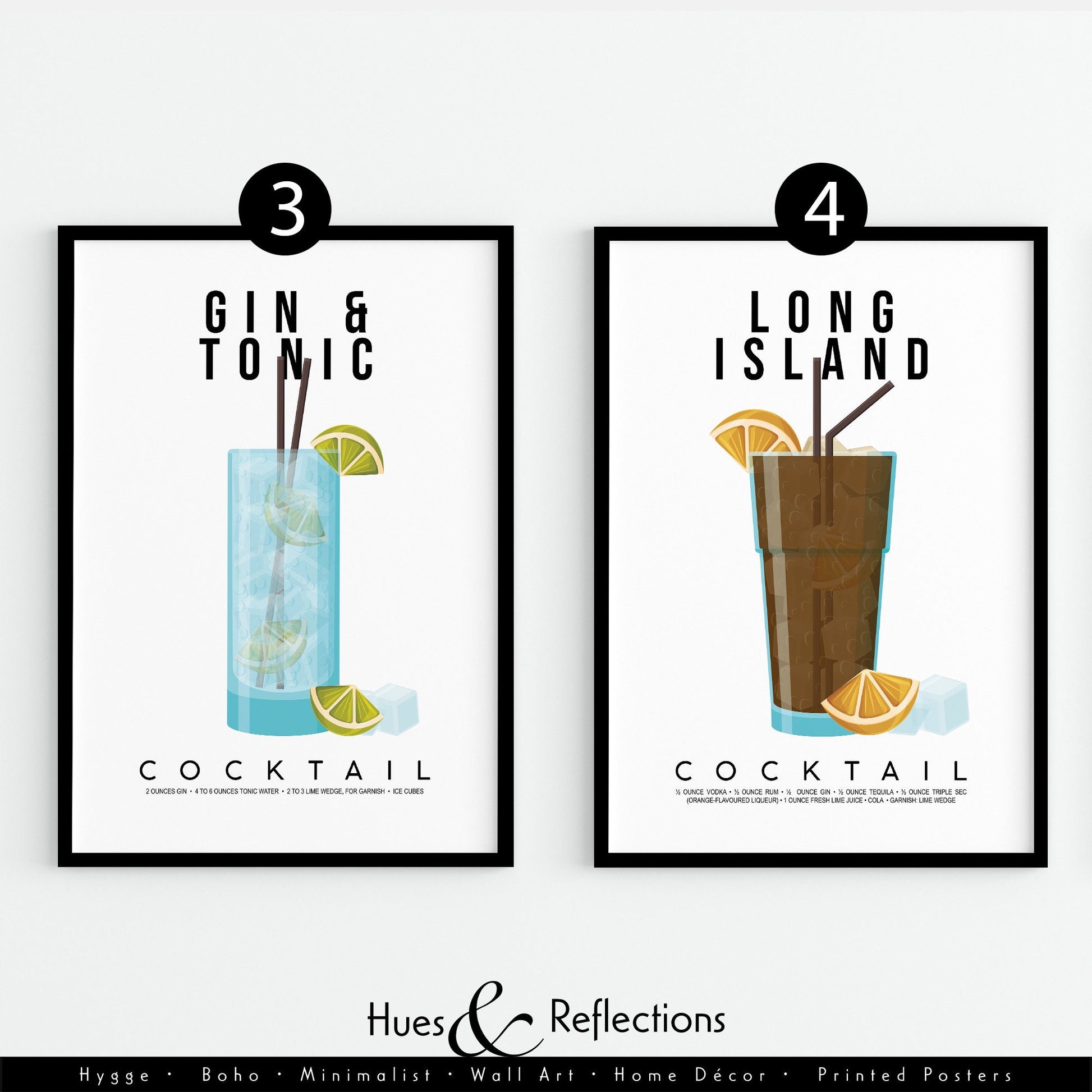 Classic Cocktail Print, Margarita Print, Mojito Recipe, Gin and Tonic Drink Poster, Kitchen Prints, Bar Decor, Colourful Print, Gallery Wall, cocktail print, cocktail poster, cocktail glasses, cocktail sign, cocktail kit, cocktail recipe