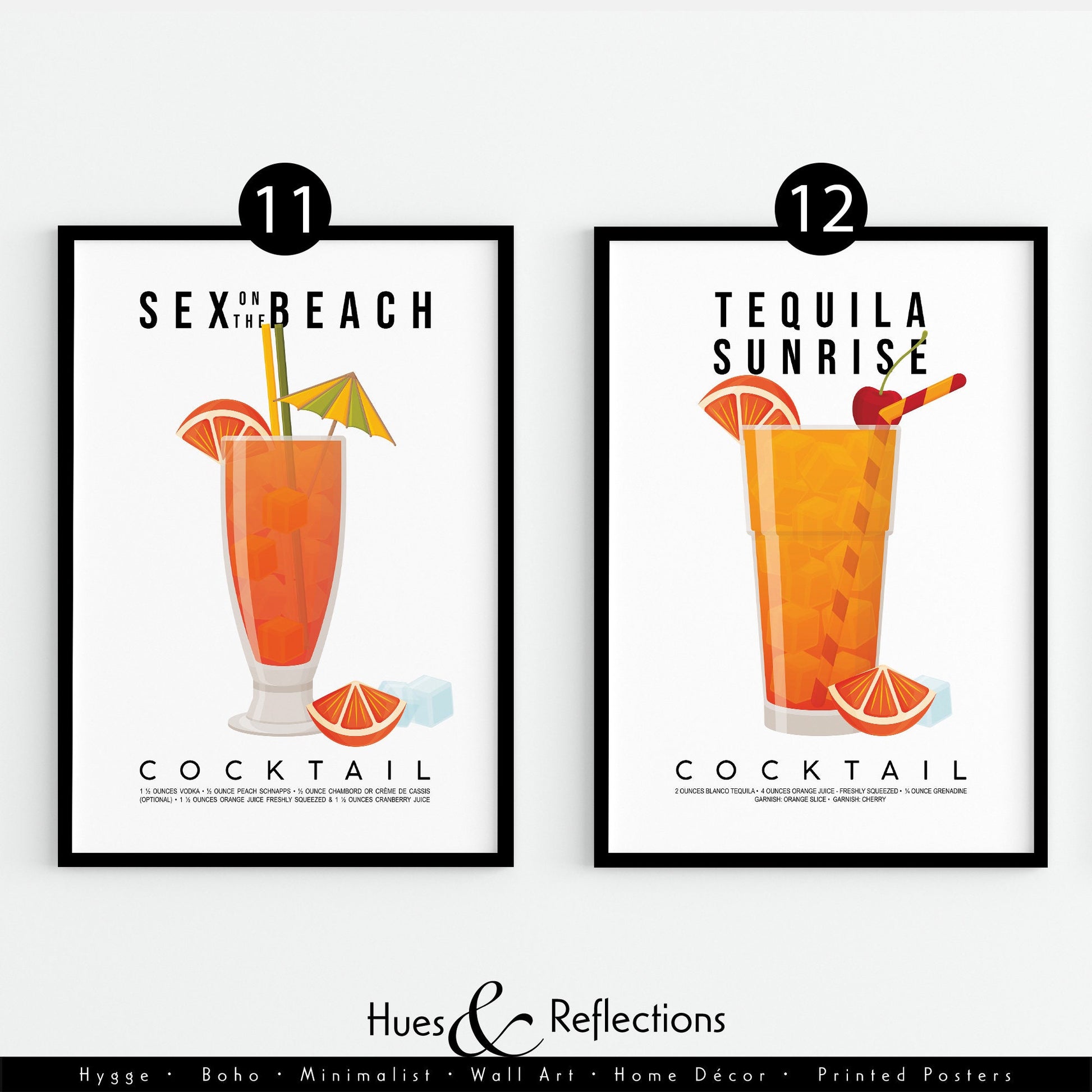 Classic Cocktail Print, Margarita Print, Mojito Recipe, Gin and Tonic Drink Poster, Kitchen Prints, Bar Decor, Colourful Print, Gallery Wall, cocktail print, cocktail poster, cocktail glasses, cocktail sign, cocktail kit, cocktail recipe