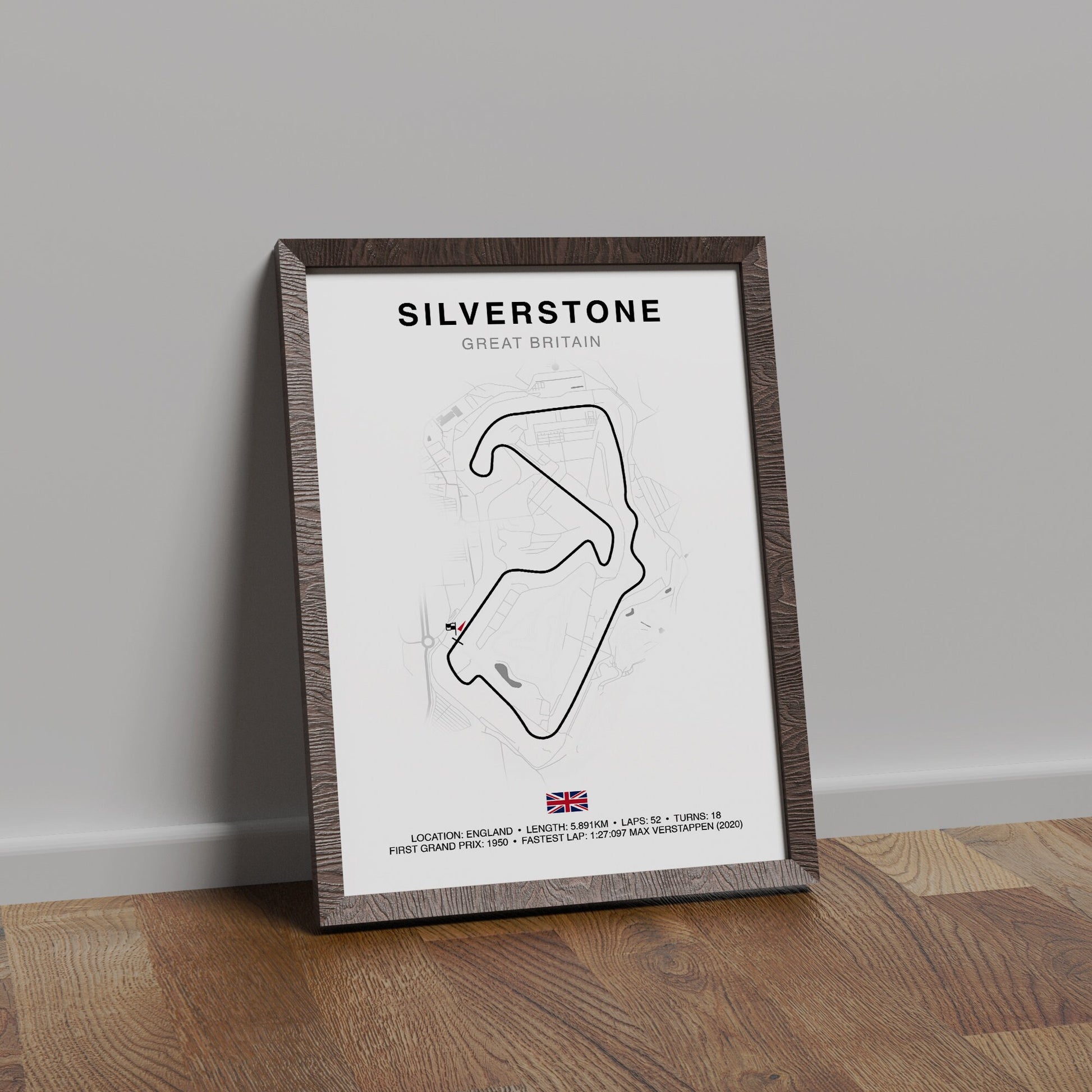 Silverstone Grand Prix Circuit Print, Formula 1 Track Poster, Office wall art, Gifts for him, F1 race map frame, F1 Poster, Car race fan art