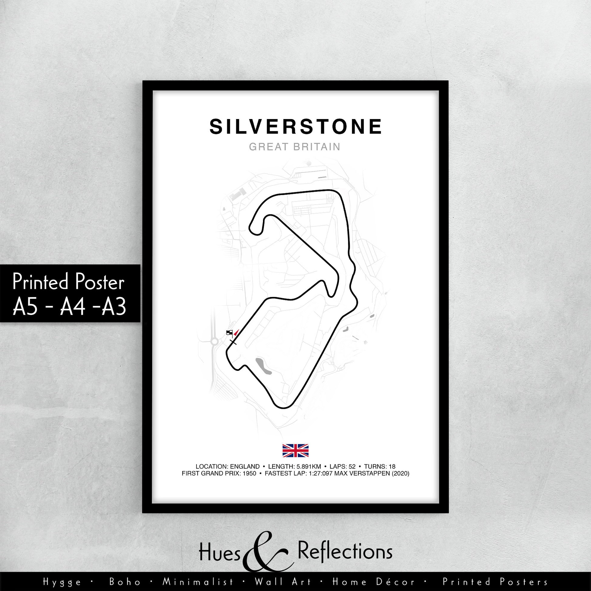 Silverstone Grand Prix Circuit Print, Formula 1 Track Poster, Office wall art, Gifts for him, F1 race map frame, F1 Poster, Car race fan art