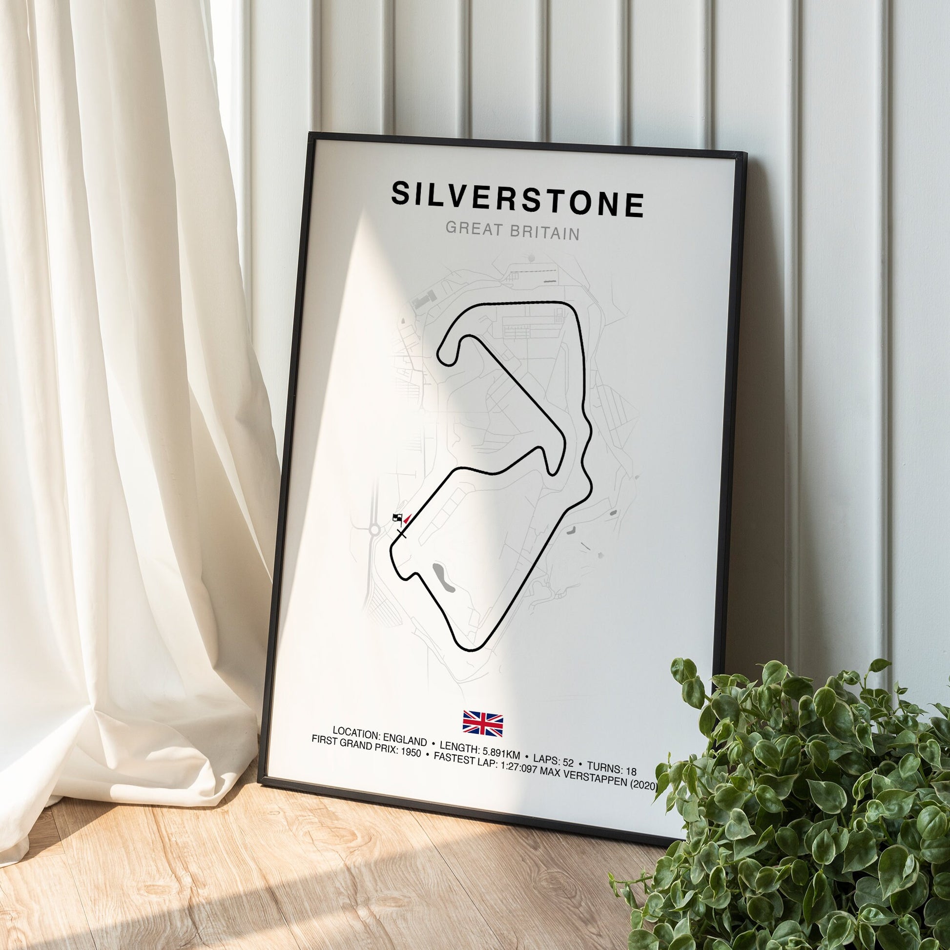 Silverstone Grand Prix Circuit Print, Formula 1 Track Poster, Office wall art, Gifts for him, F1 race map frame, F1 Poster, Car race fan art