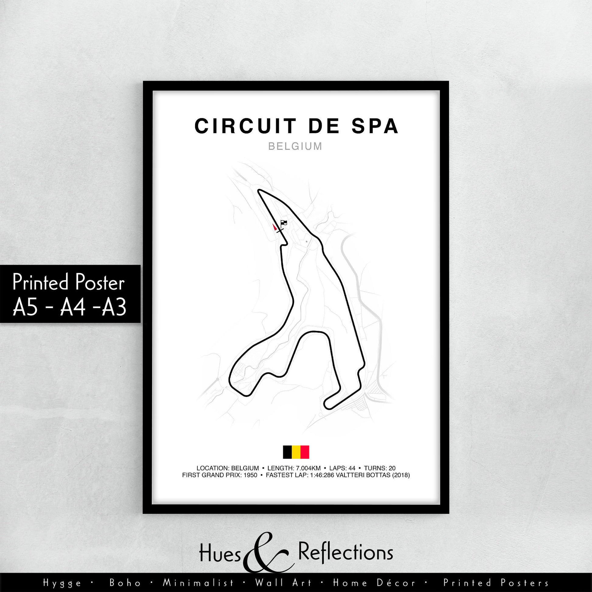 Belgium Grand Prix Circuit Print, Formula 1 Track Poster, Office wall art, Gifts for him, F1 race map frame, F1 Poster, Car race fan art, Circuit de Spa, Spa Belgium Grand Prix Print, Formula 1 Prints, Grand Prix Track Circuit, F1 Map Print