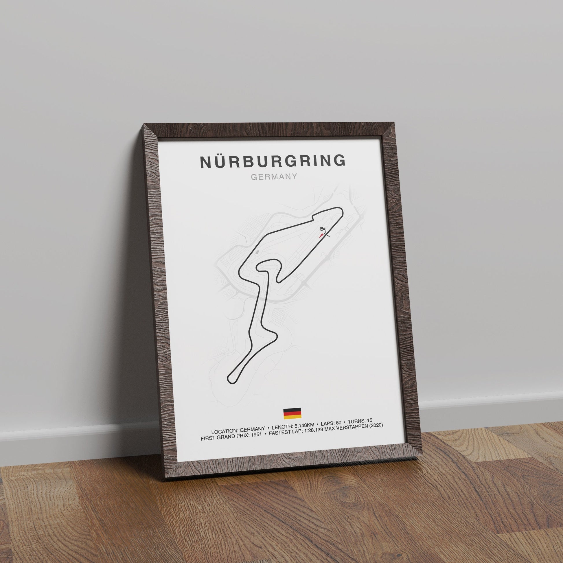 Nurburgring Grand Prix Circuit Print, Formula 1 Track Poster, Office wall art, Gifts for him, F1 race map frame, F1 Poster, Car race fan art, German Grand Prix, Max Verstappen,