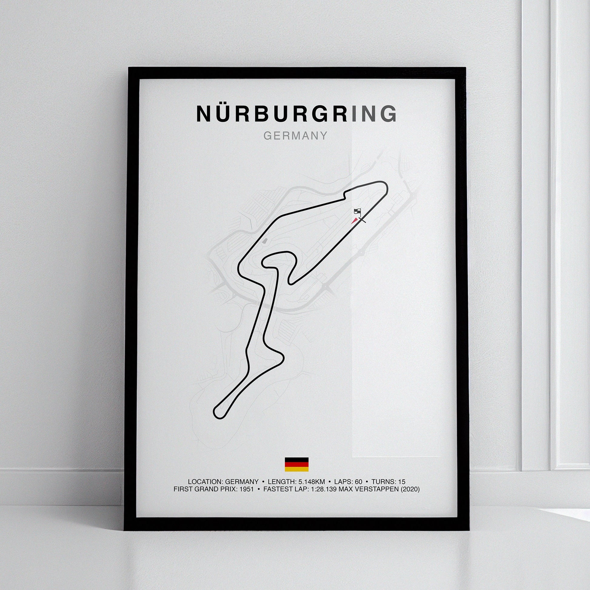 Nürburgring Grand Prix Circuit Print, Formula 1 Track Poster, Office wall art, Gifts for him, F1 race map frame, F1 Poster, Car race fan art, German Grand Prix, Max Verstappen,