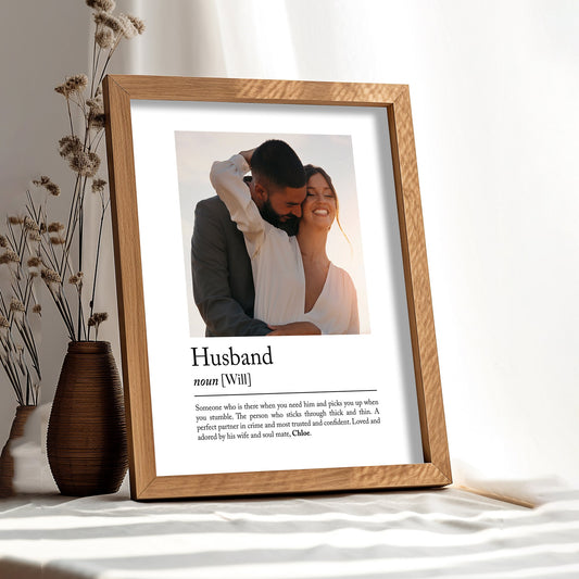 Personalised husband definition print, Custom photo gift for husband, birthday gift, Personalised anniversary gift, Photo Gift, Gift for him, Wall Art Print, Gift For Husband, Quote Print, , Wedding gift, married couple gift, first year anniversary