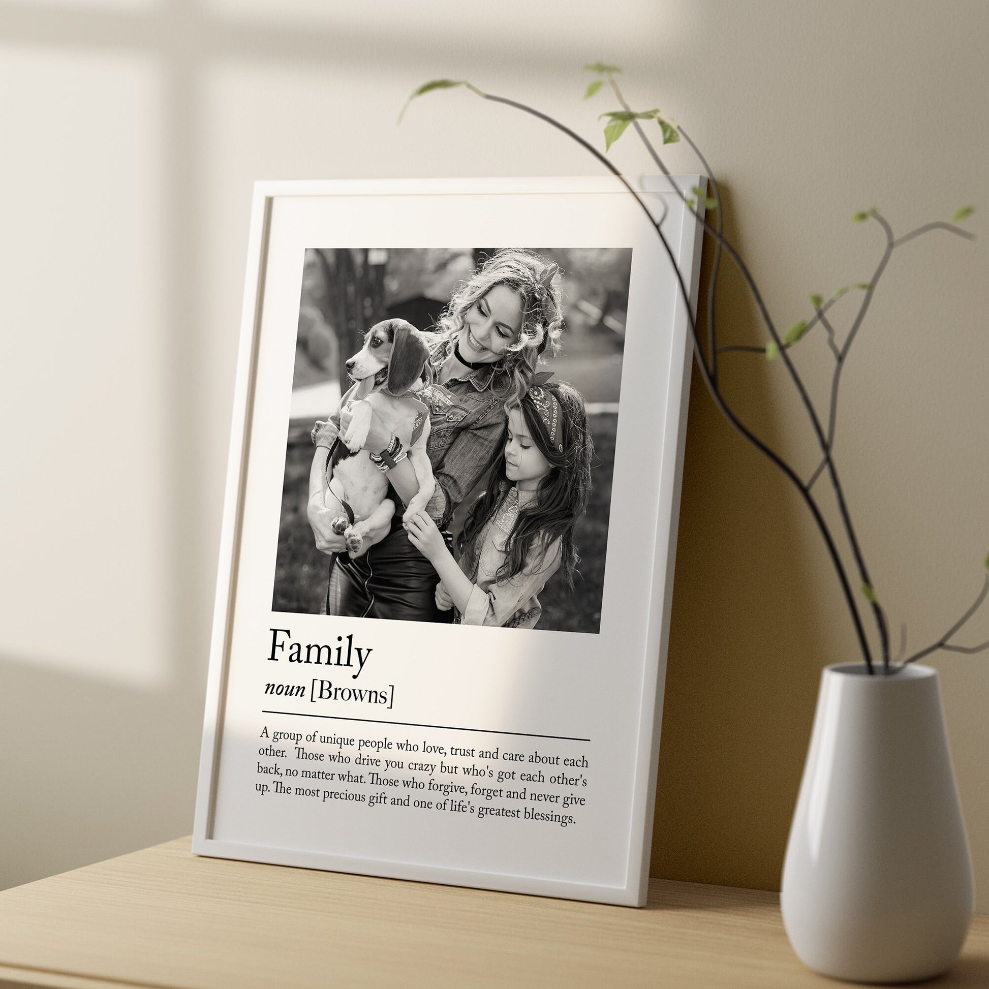 family photo gift, family poster, family photo gift, family portrait, gift for family, family quote print, personalised wall art, family print, family definition, definition wall art, family wall print, family names print, new home wall art,