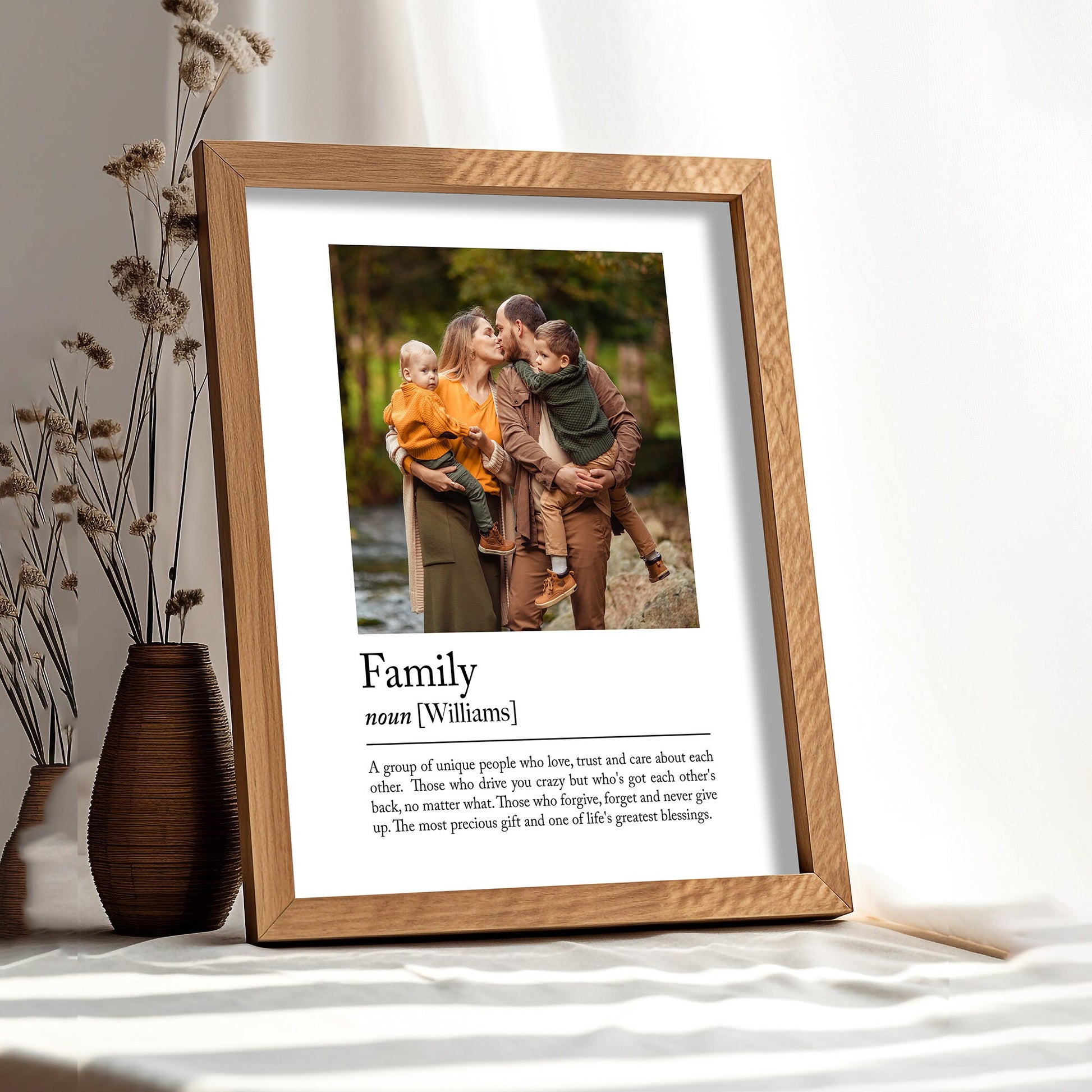 family photo gift, family poster, family photo gift, family portrait, gift for family, family quote print, personalised wall art, family print, family definition, definition wall art, family wall print, family names print, new home wall art,