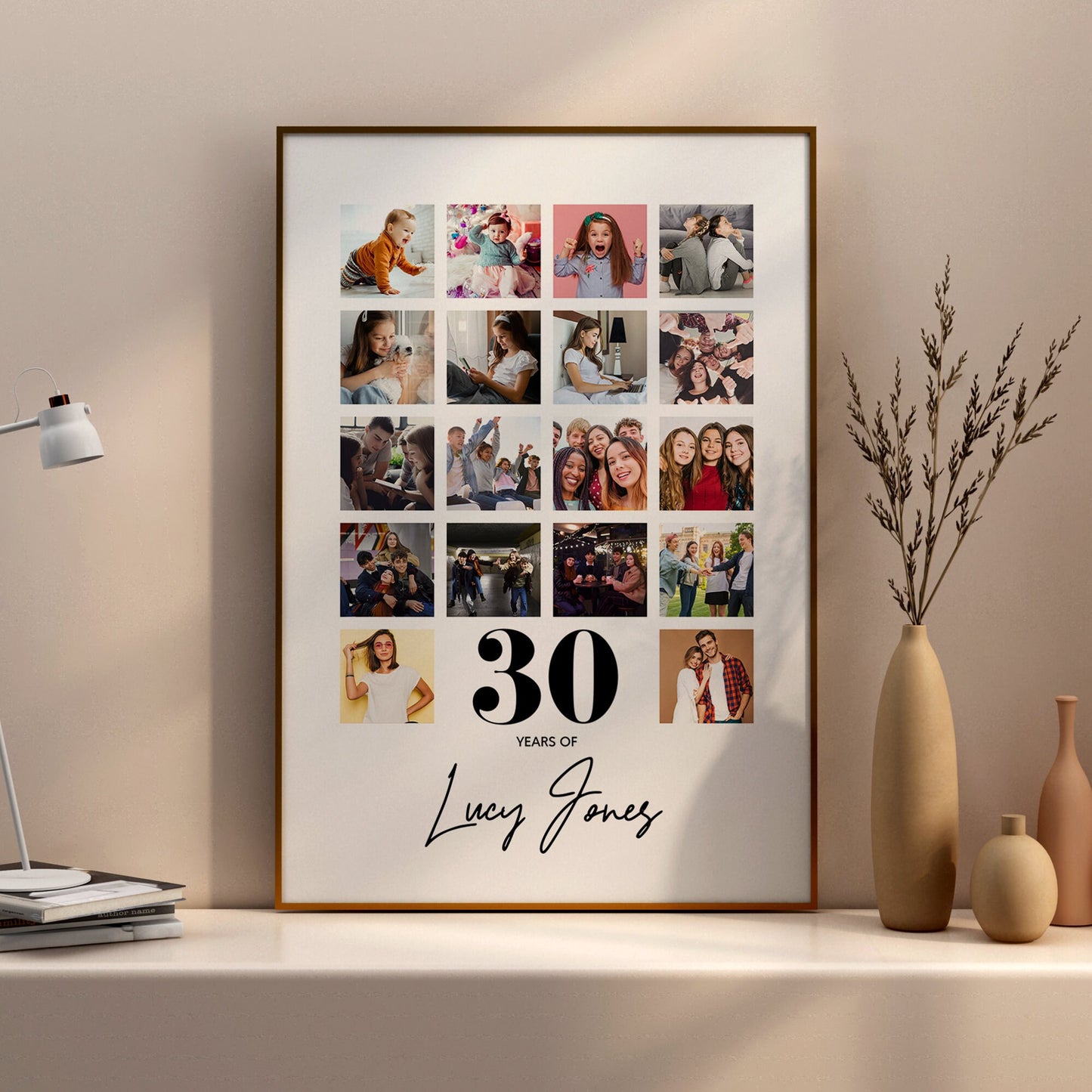 30th Birthday personalised photo print, Birthday photo collage, Personalised gift for special birthday, Photo memories mood board prints, Personalised best friend print, Custom gift with photo for best friend, gift, Christmas, dirty thirty, Bestie