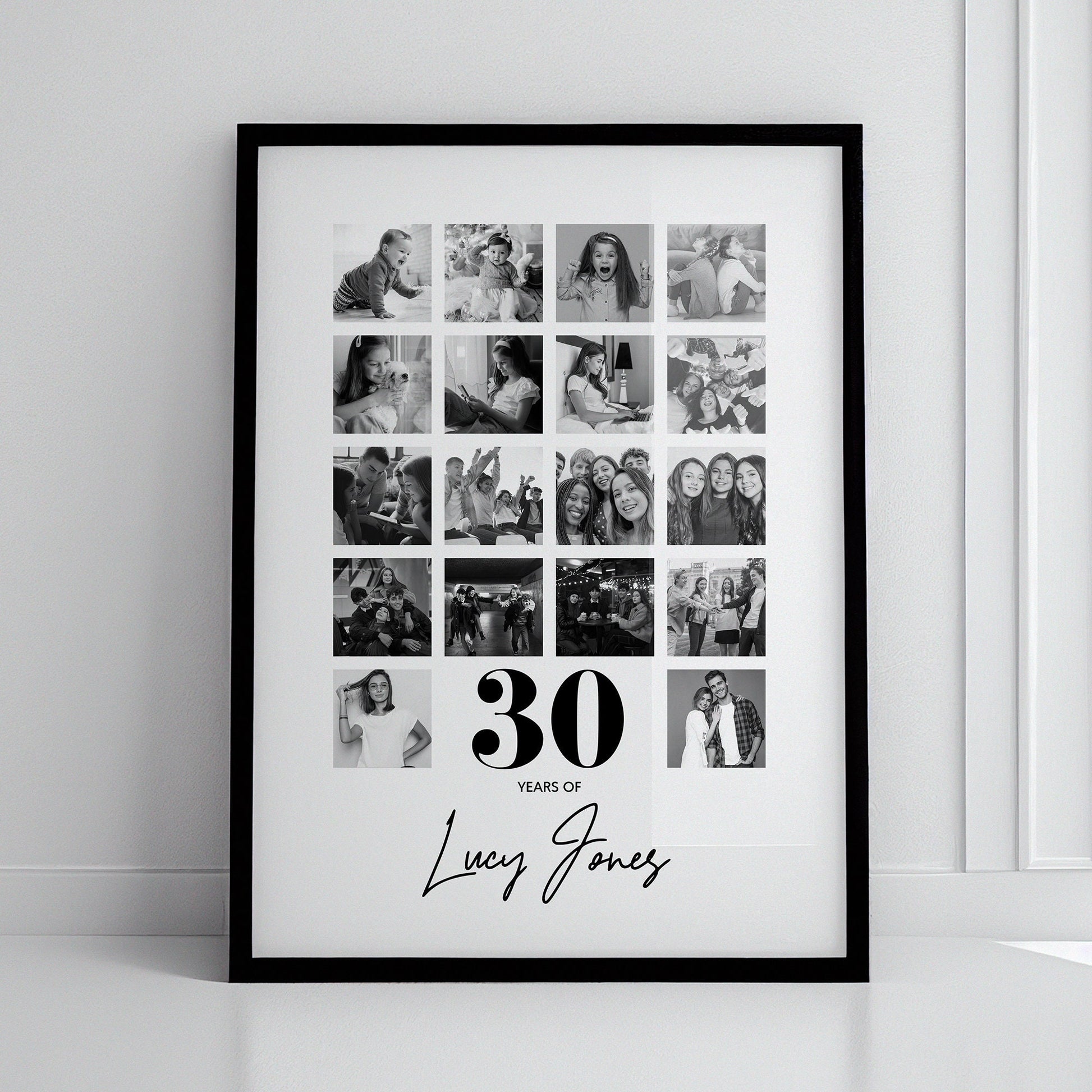 30th Birthday personalised photo print, Birthday photo collage, Personalised gift for special birthday, Photo memories mood board prints, Personalised best friend print, Custom gift with photo for best friend, gift, Christmas, dirty thirty, Bestie